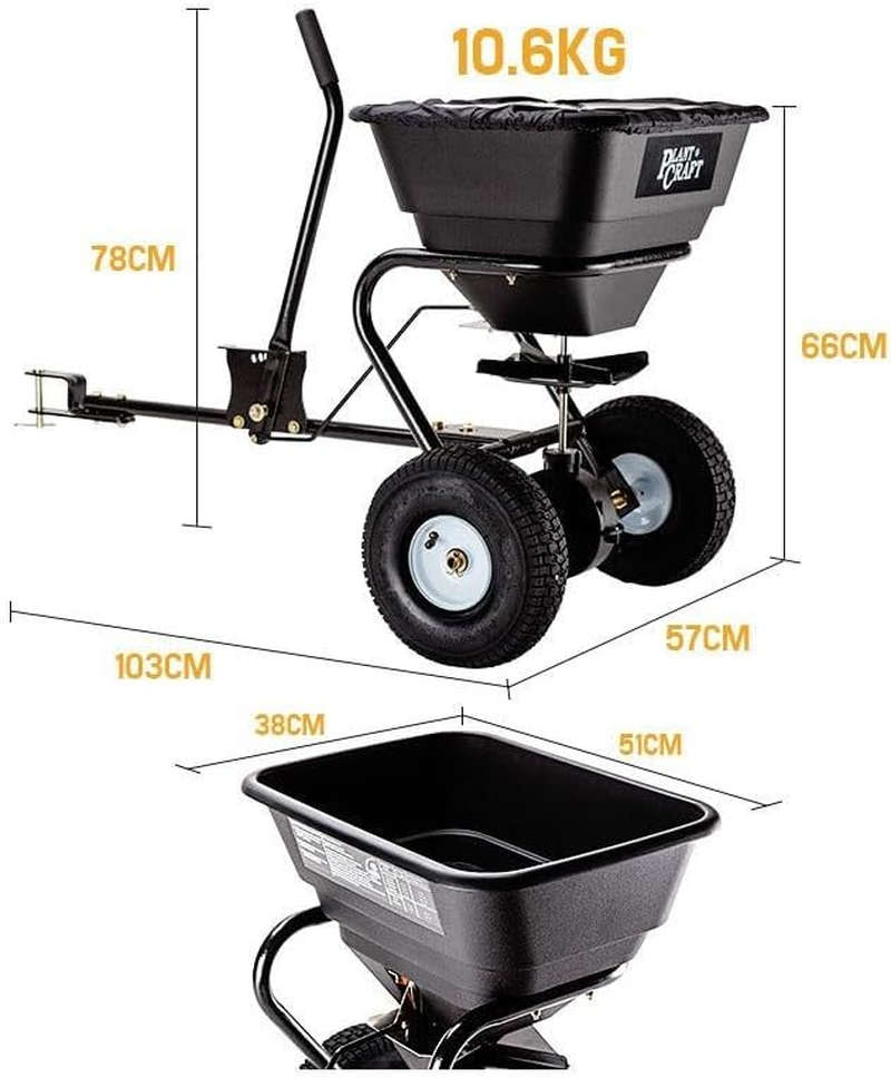 PLANTCRAFT Tow behind Spreader 30Kg / 26L Seed Fertiliser Tow Rotary with Rain Cover image number 2
