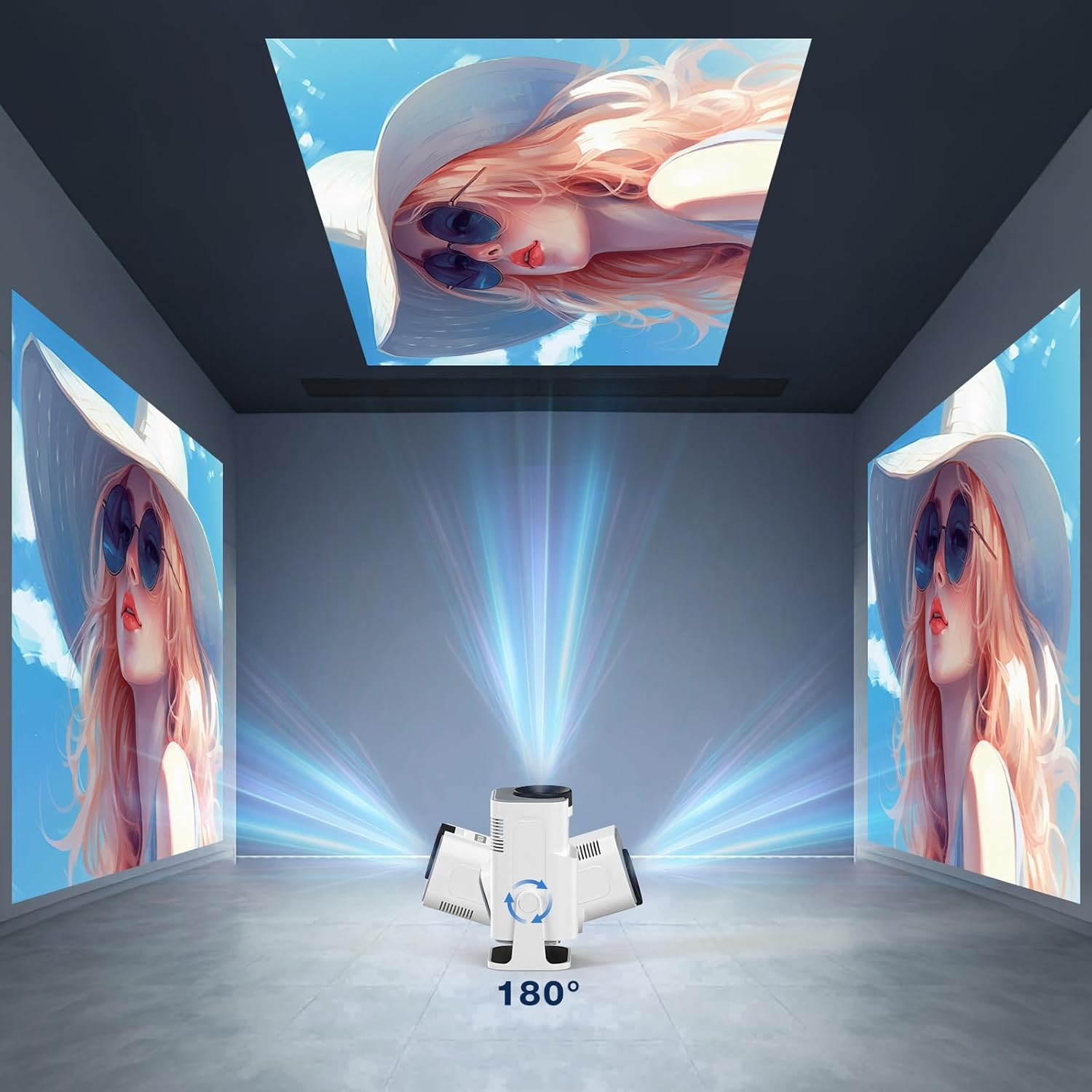 Mini Projector, Portable Projector Auto Keystone, Native 4K 1080P Smart Projector with Wifi 6, Bluetooth 5.0, Built-In Android 11.0, 10000 Lumens, Screen Adjustment, 180 Degree Rotation, White image number 4