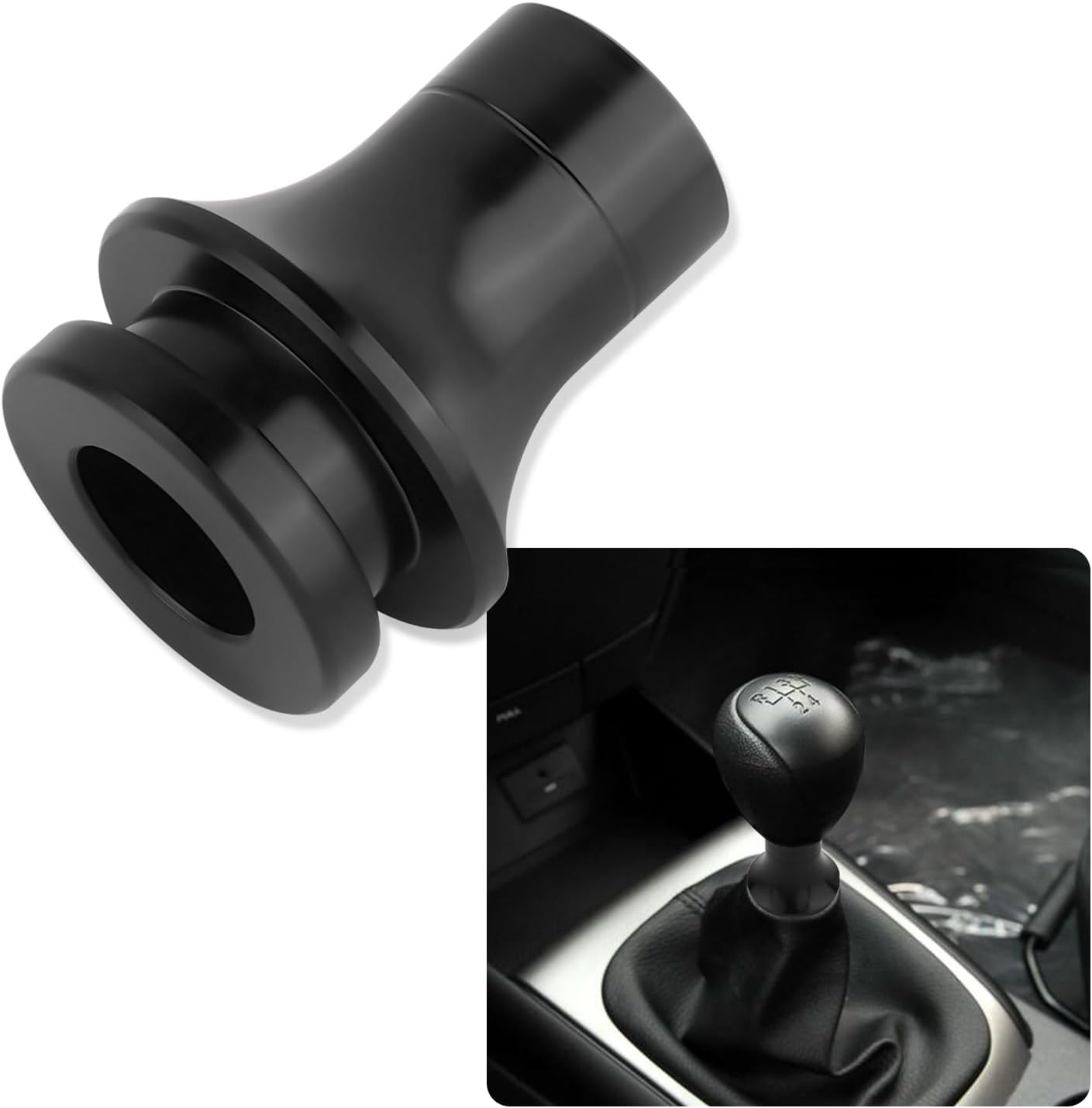 M10X1.5 Car Gear Shift Knob Adapter,Aluminum Alloy Shift Boot Retainer Stick Shift Knob Adapter,Universal Manual Shifter Adapter Car Interior Accessories for Cars Trucks (Black, M10X1.5)