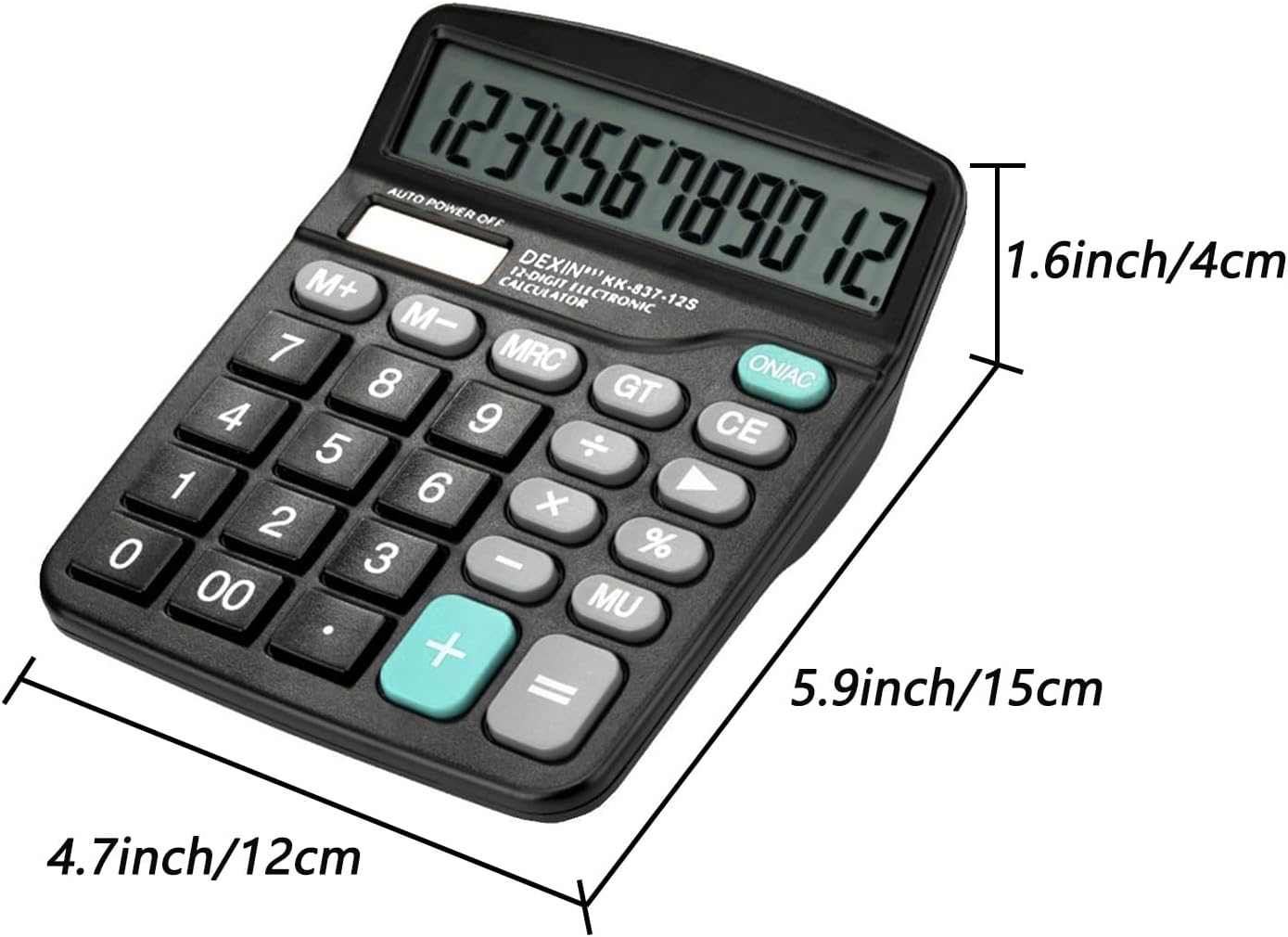 12-Digit Desktop Calculator, Solar & Battery Powered, Black, Scientific Calculator with Large Display, Standard Functions for Office & Home image number 2
