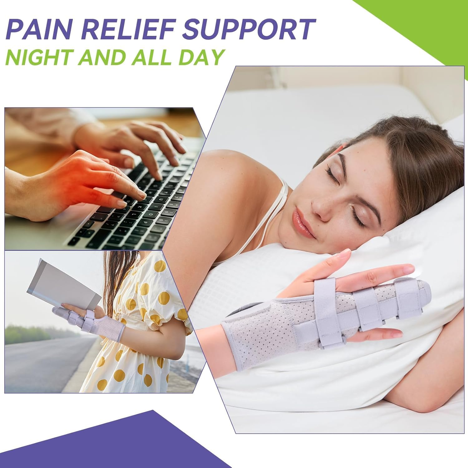 Trigger Double Finger Splint Brace Joint Stabilizer, Middle Hand Brace with Broken Finger Support Pinky Pointer Splint image number 3