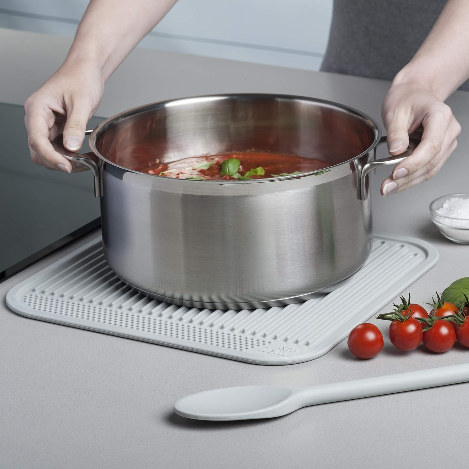 Zeal Silicone Easy Clean, Kitchen Draining Board Mat, French Grey, 31 Cm, One Size - French Grey image number 5