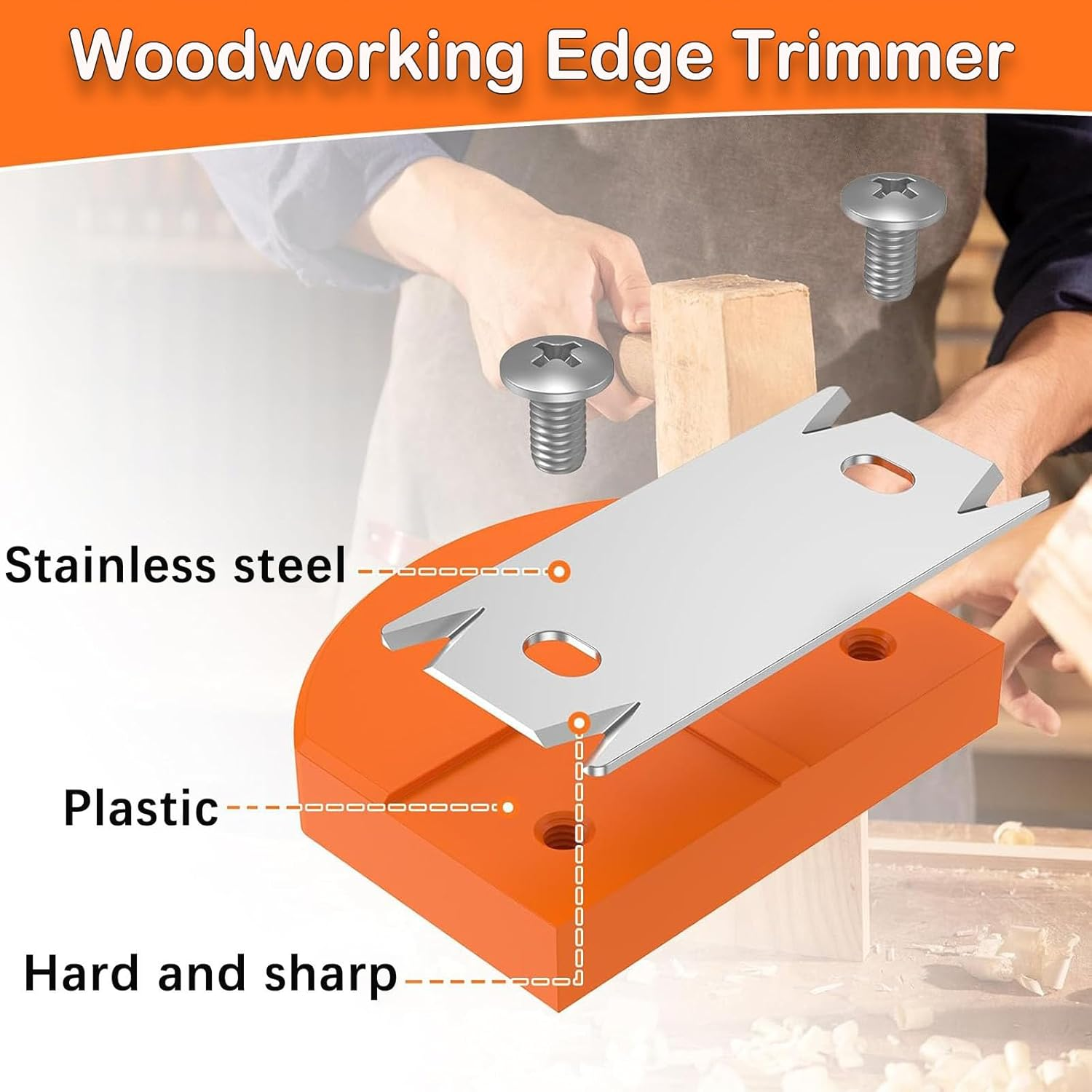 YUENTOEN Woodworking Edge Trimmer, Edge Corner Planer with 1Pcs Replacement Blades and Hanging Strap, Wood Edge Trimming Tool for Wood, PVC, ABS image number 2