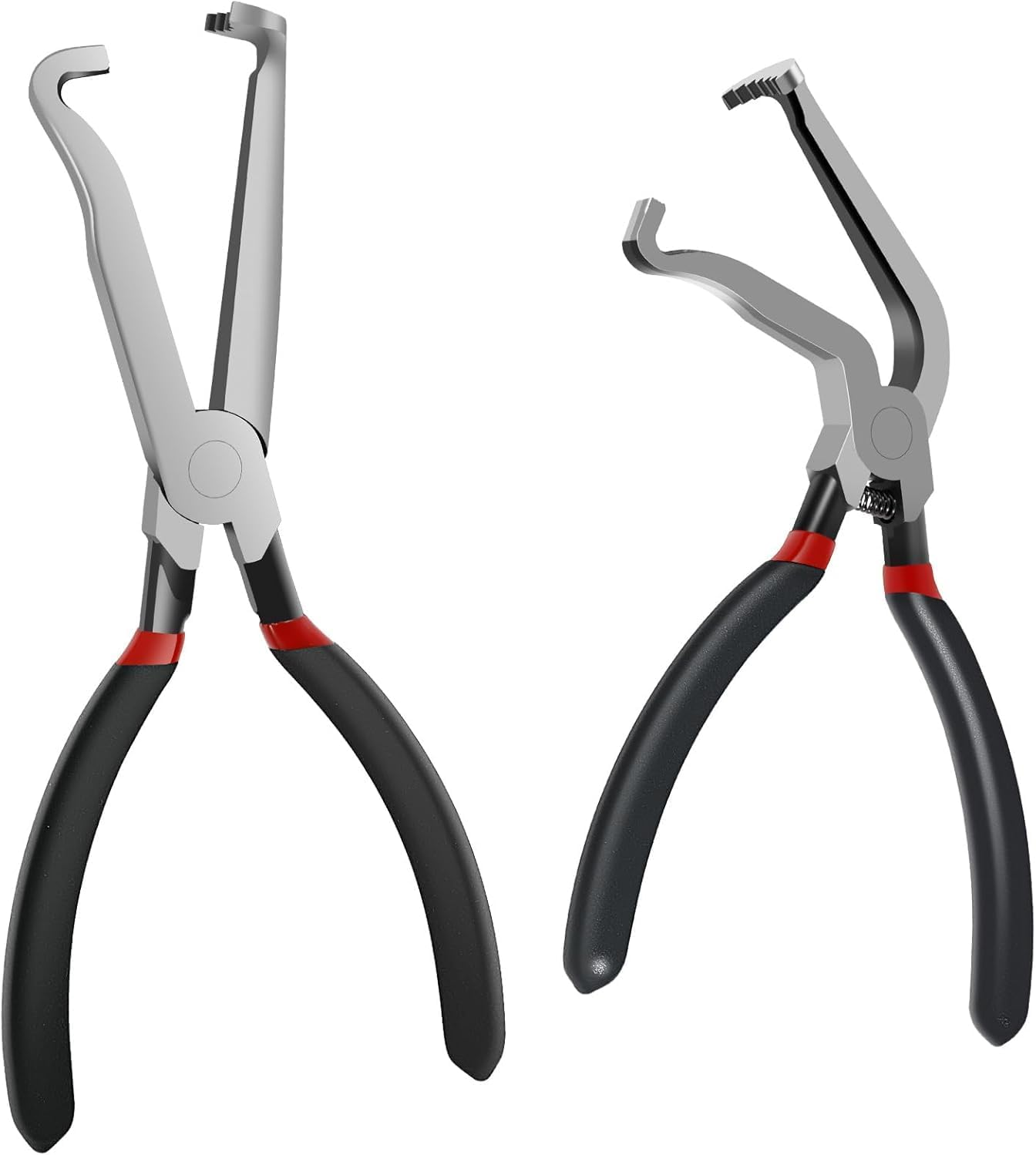 Electrical Disconnect Pliers Set 8Inch Automotive Tools Electrical Connector Pliers, Electricity Plug Fuel Line Hose Disconnect Repair Tools for Push Tab Style Plugs (Straight+Bend)