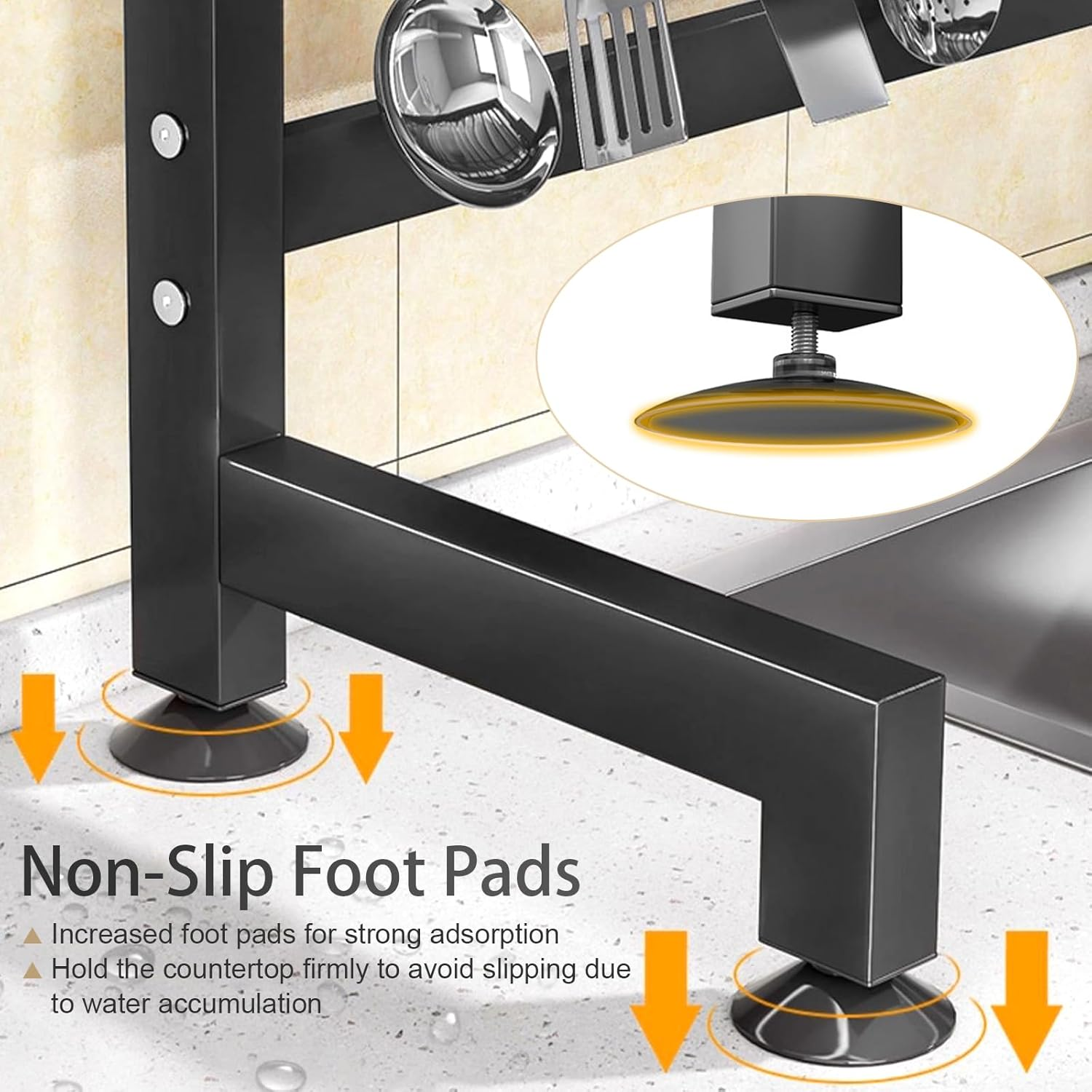 Over the Sink Dish Drying Rack, 2 Tier Large Capacity over Sink Dish Rack, Metal over the Sink Dish Drainer Drying Rack, Multi-Functional over Sink Dish Rack Display for Kitchen Counter image number 4