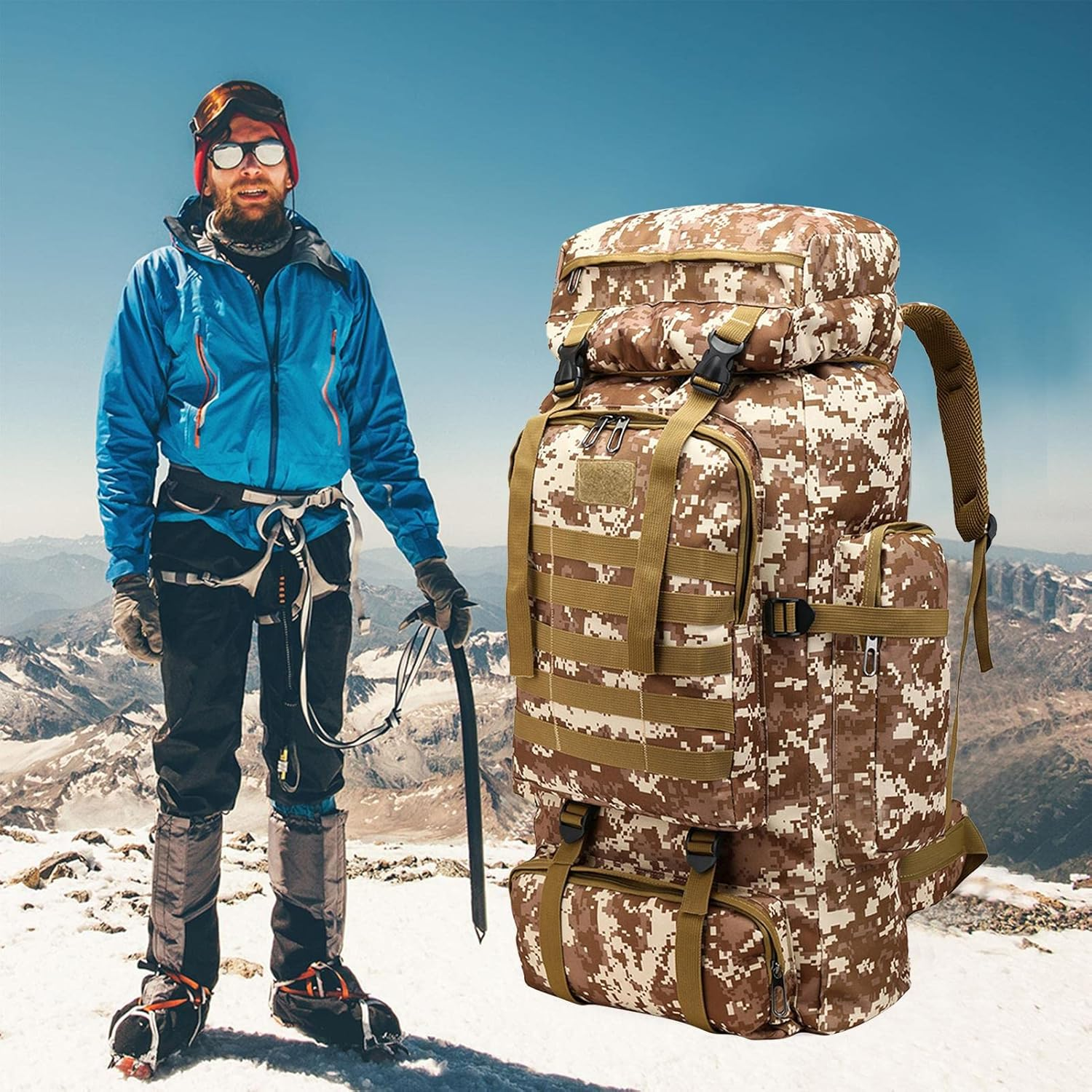 Assault Pack - Water Resistant 80L Large Capacity Rucking Backpack,Army Camping Rucksack for Wilderness Survival, Camping, and Hunting Jmedic - Jungle Digital image number 3