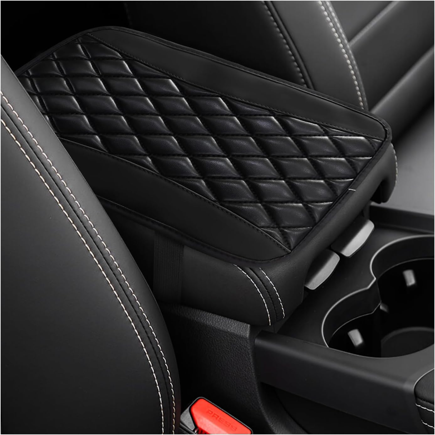Car Center Console Cushion Pad, Universal Leather Waterproof Armrest Seat Box Cover, Comfortable Auto Armrest Cover Protector, Car Interior Decor Accessories for Most Vehicles (Purple)