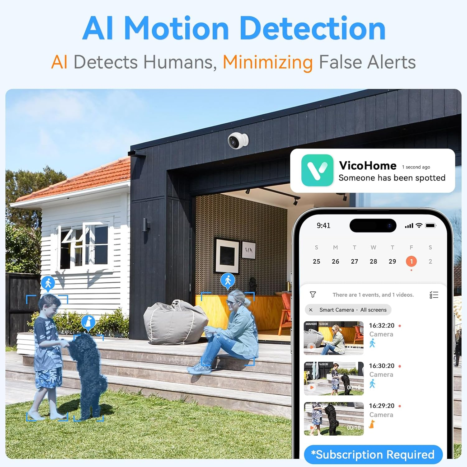 Thybro Magnetic Security Camera Wireless - 2K HD Video, AI Motion Detection, Battery Powered, 360&deg;, 2-Way Audio,Ir Color Night Vision, Waterproof, Outdoor & Indoor Surveillance image number 6