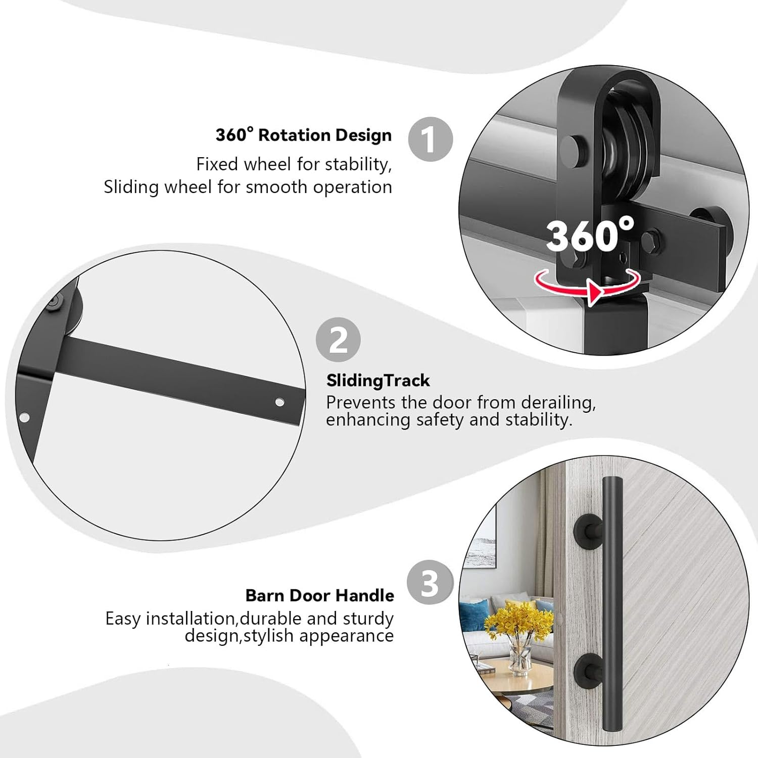 40IN/1M Bi-Folding Barn Door Hardware System, Bifold Barn Door Hardware Kit Bifold Door Hardware Bifold Closet Doors Bi Fold Door Hardware Kits Double Folding Doors for Closets, Bedrooms, Pantries image number 5