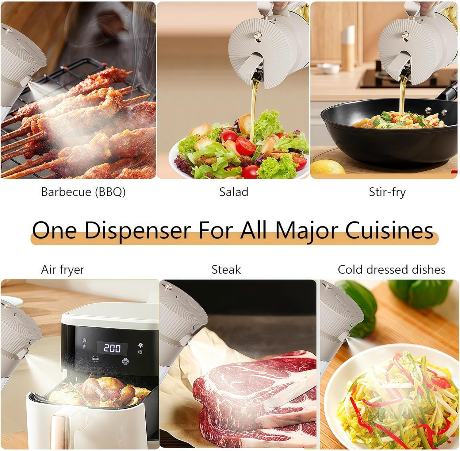 Olive Oil Spray Bottle Dispenser，2-In-1 Glass Material Kitchen Cooking Oil Sprayer，18.6 Oz/550 Ml Cooking Spray, Glass Spray Bottle with Tipper, Food Grade Spray for Kitchen, Salad, Frying, Barbecue image number 4