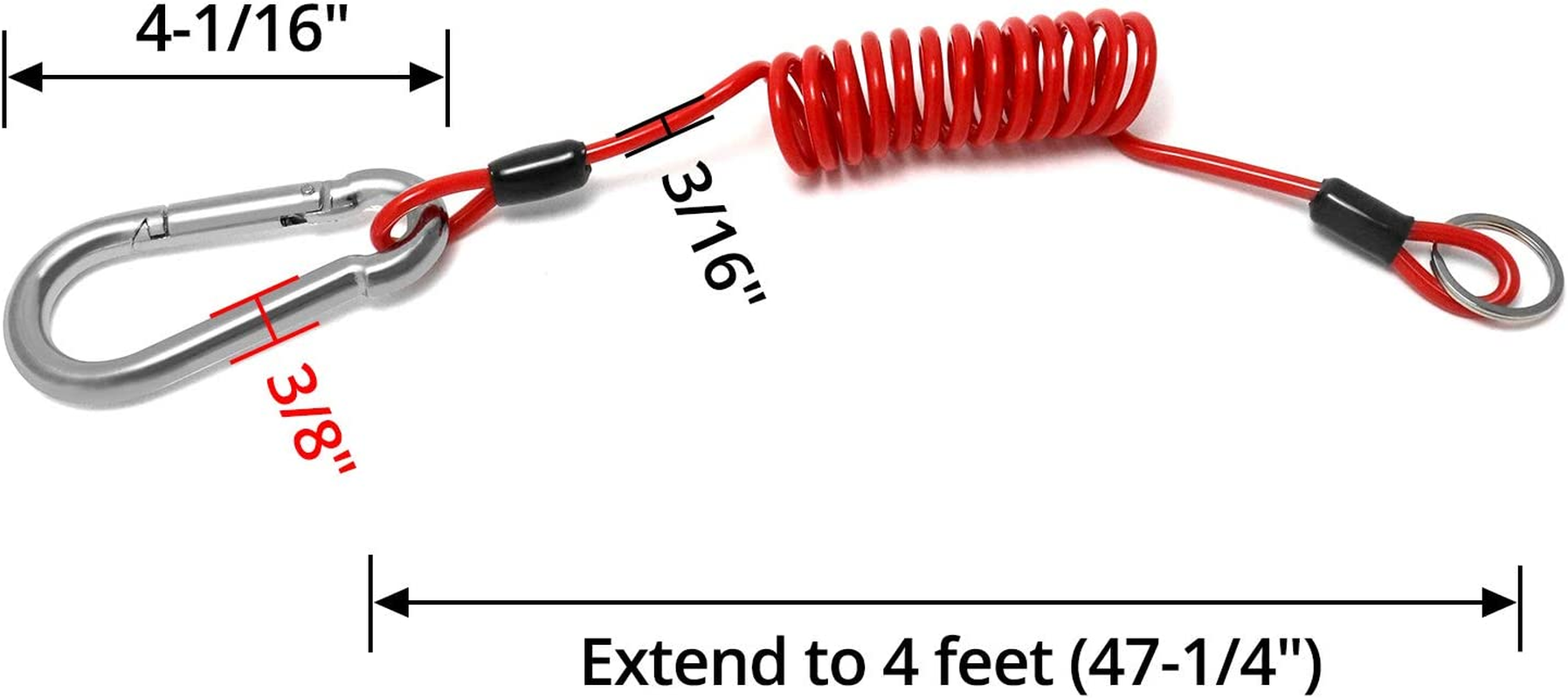 QWORK 4 Ft Breakaway Trailer Cable, Brake Safety Spring Towing Coiled Wire for RV Emergency image number 4