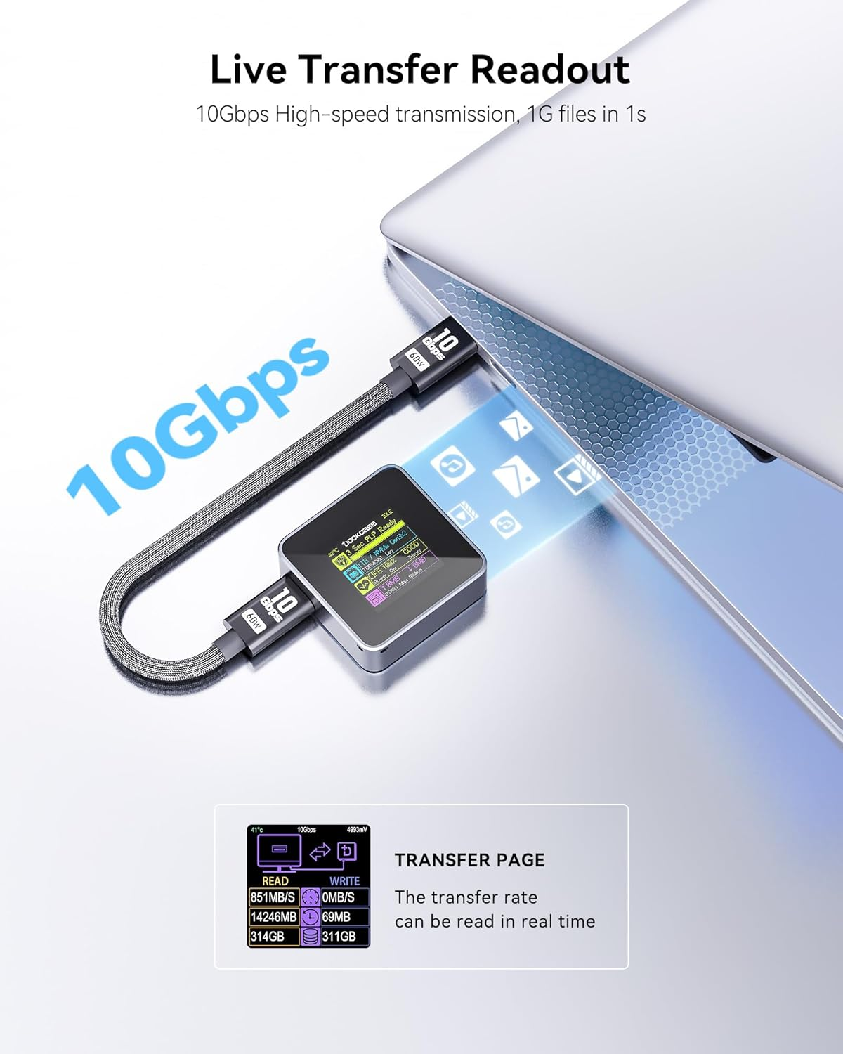 DOCKCASE Pocket M.2 Nvme SSD Enclosure,Support 3S PLP Prevents Write Data Loss,Usb 3.2 Gen 2 Type-C (10 Gbps), Fits Nvme Pcie, Exclusive to Size 2230,Support M-Key B+M Key UASP&hellip; (Grey) image number 1