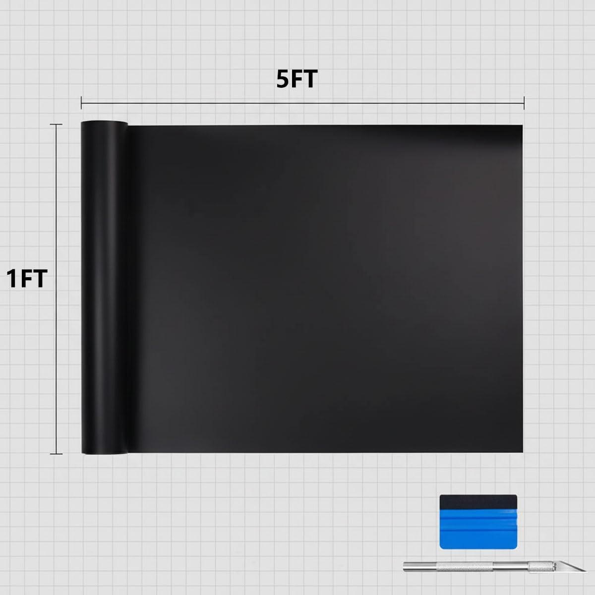 Matte Black Vinyl Wrap for Cars, Self-Adhesive Automotive Film with Air Release for Easy Bubble-Free Installation (1FT X 5FT) - Kivano image number 4