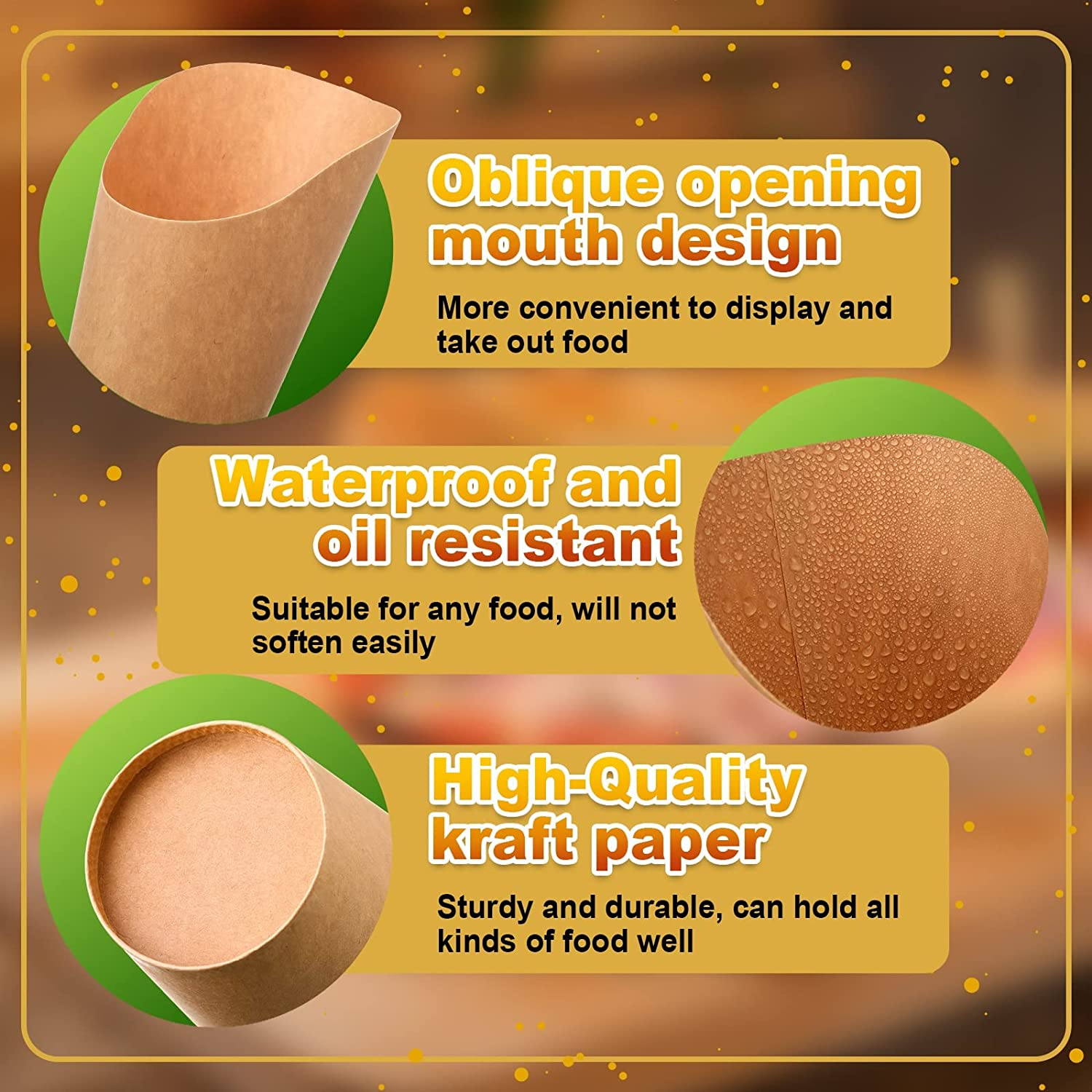 500 Pcs Disposable Charcuterie Cups with Cocktail Picks Set, 100 Pcs 12 Oz Kraft Brown Appetizer Cups French Fry Holder Popcorn Ice Cream Paper Cones for Food Containers with 400 Pcs Bamboo Skewers image number 2