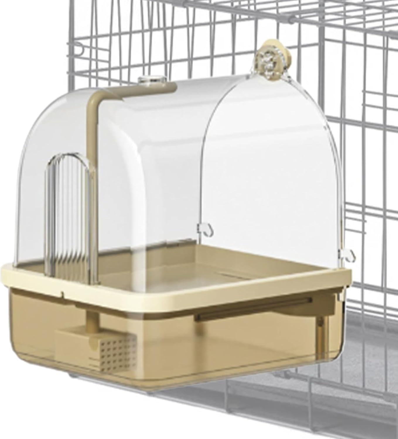Automatic Bird Baths for Cage 22.5X20X26Cm Parakeet Bath Stand Bathtub with 2 Modes Shower Cage Accessory for Pet Birds Conure Budgies Cockatiels Lovebird
