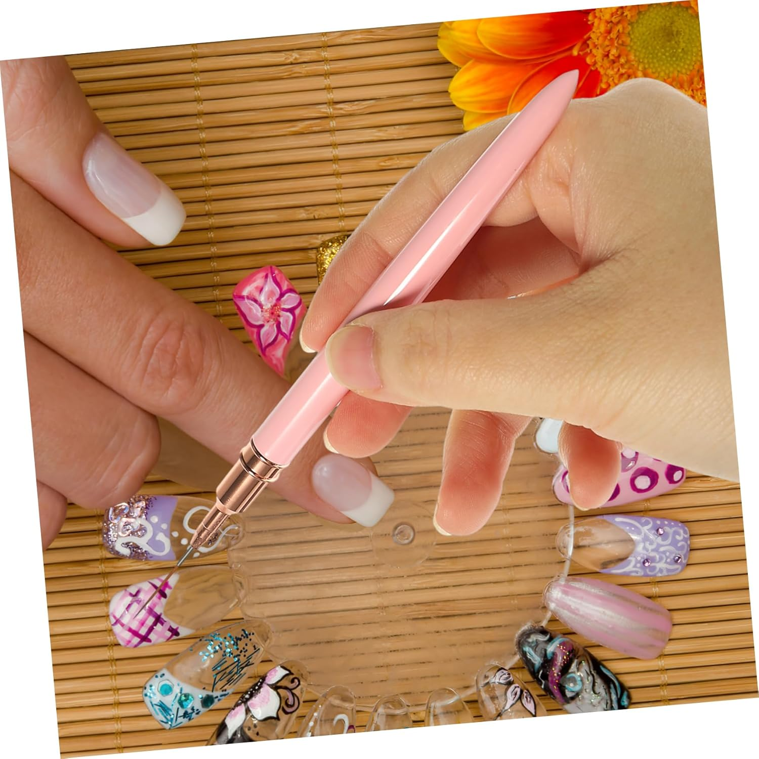 AUTSUPPL 5Pcs Nail Art Brushes Professional Nail Design Pens for Home Salon Flower Painting Tools image number 3
