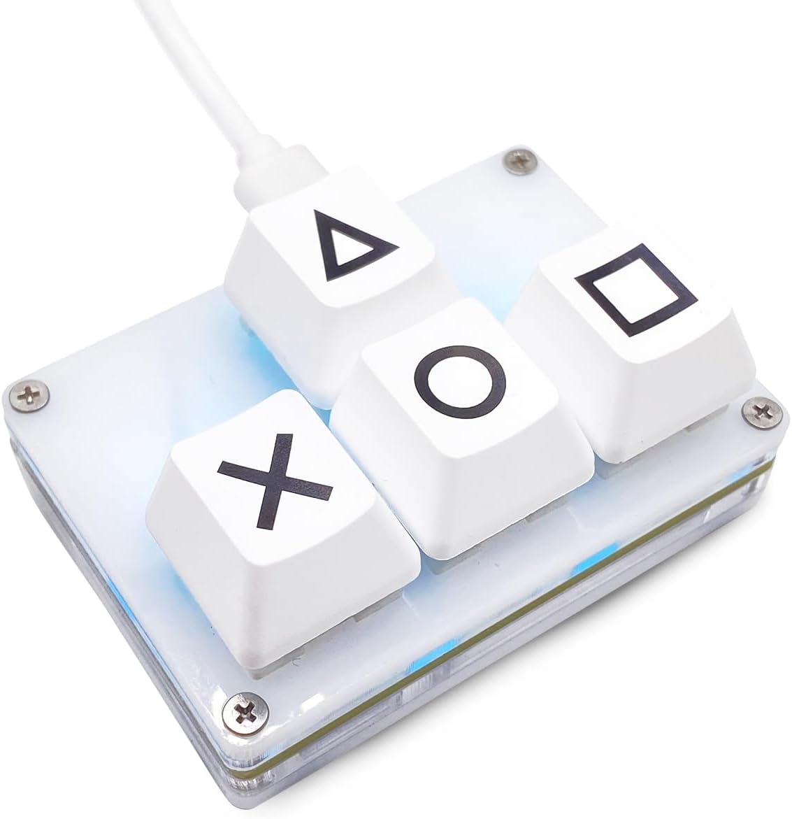 BTXETUEL Mini 4-Key Keypad WASD Arrow Key Keycaps Keyboard One-Handed Mechanical Gaming Keypad Programmable USB-C Customized Keyboard for Working or Gaming (White, Arrow Keycaps 1)