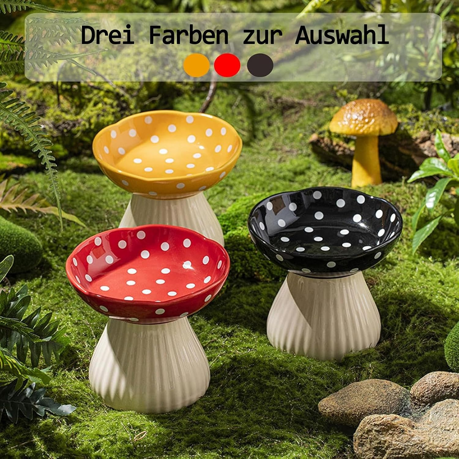 Cat Bowl, 15 Cm Raised Feeding Bowl, Cat Bowls, 300 Ml Ceramic High Feet to Protect the Cervical Spine, Feeding Bowl, Water Bowl, Pet Accessories, Dog Food Bowl, Cat Food Bowl (Red) image number 6