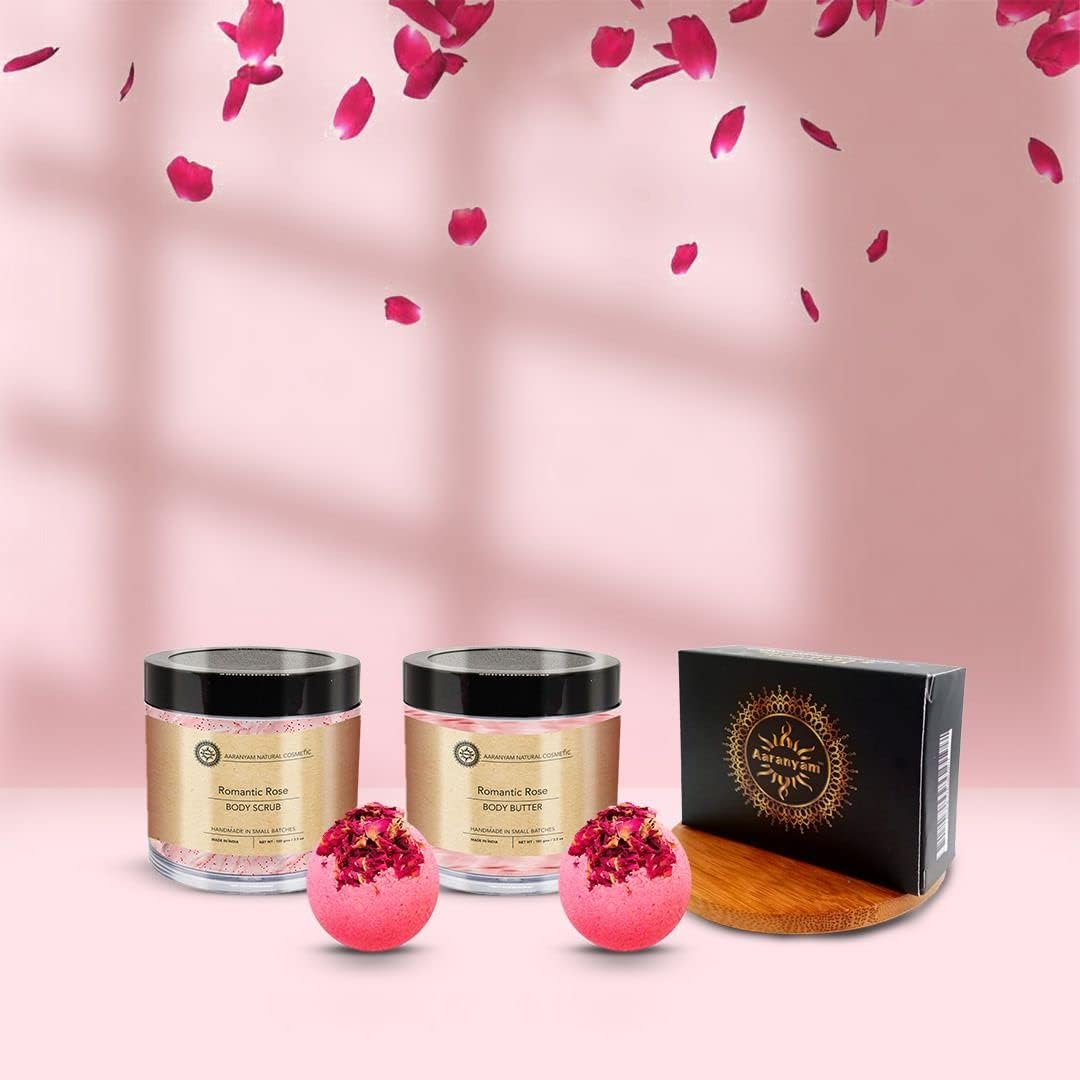 Aaranyam Romantic Rose Spa Gift Set - Handmade Bath Bombs - Luxurious Spa Hamper for Women - Great Gift Hamper for Birthday, Anniversary, Festivals, Party Return Gift - Home Spa Gift image number 3