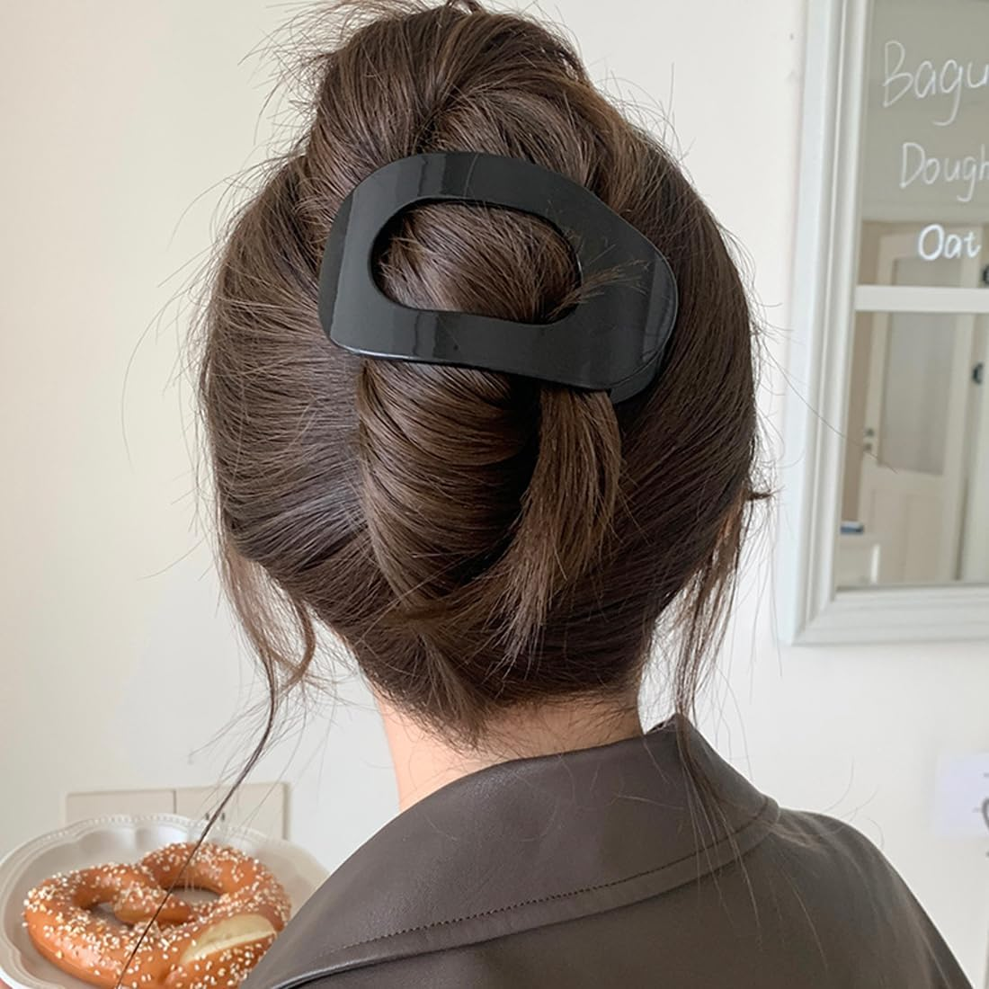 OUDQFCJ Pack of 3 Hair Clips for Women, Flat Hair Clip, Flat Claw Clip, Hair Clips for Thin Hair (Medium Sized) (Leopard Pattern)