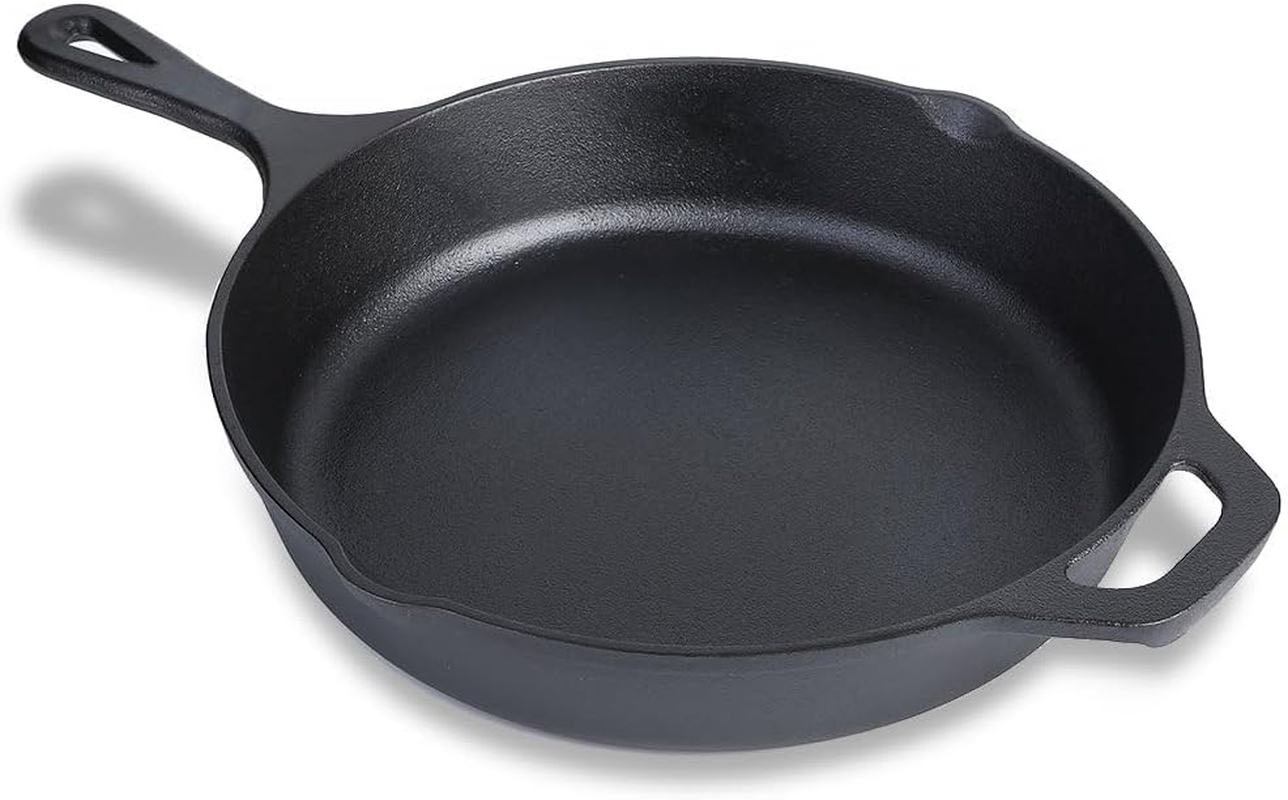 12" Frying Pans &ndash; Heavy-Duty Cast Iron Skillet and Deep Cast Iron Pan (2.5" Deep) &ndash; Pre-Seasoned Nonstick Surface for Searing, Baking, Saut&eacute;ing &ndash; Ideal for Indoor & Outdoor Cooking