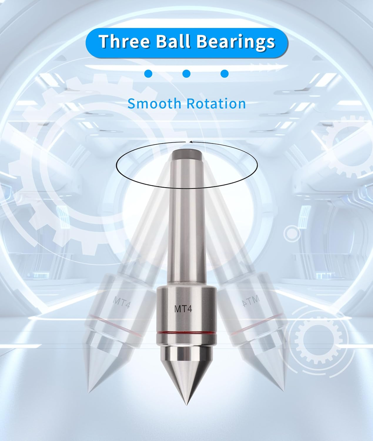 MT4 Live Center, High Carbon Steel CNC Lathe Tailstock Rolling Center, High Precise Good Sealing Heavy Duty Live Tailstock Center for High Speed Machining image number 1