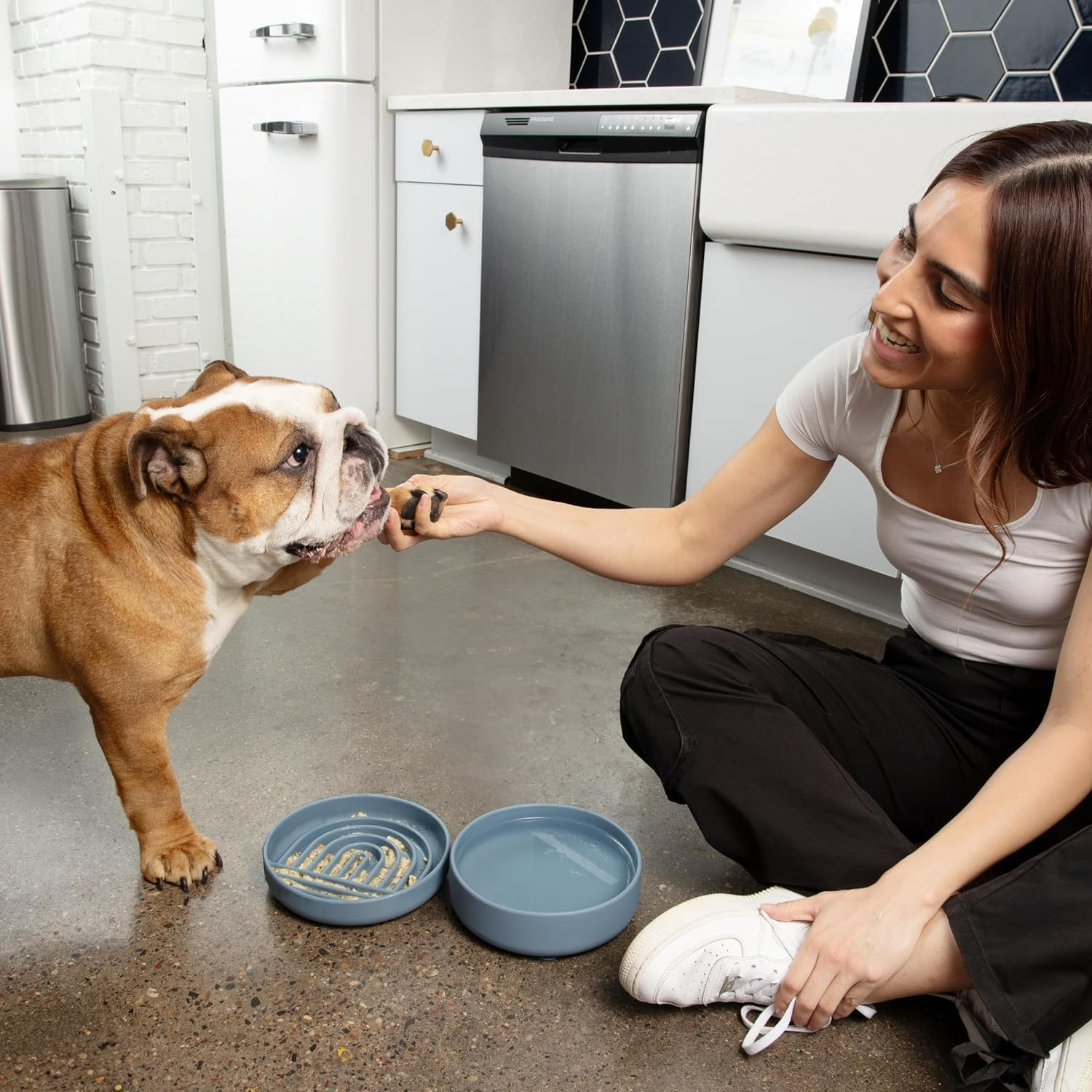 Taicols Slow Feeder Dog Bowls, Silicon Dog Bowl Slow Feeder, Non Slip Dog Slow Feeder Bowl, Cat Slow Feeder, Puzzle Silicone Dog Feeding Bowls with Suction Cups, Anti-Choking, Reduces Boredom, Anxiety image number 5