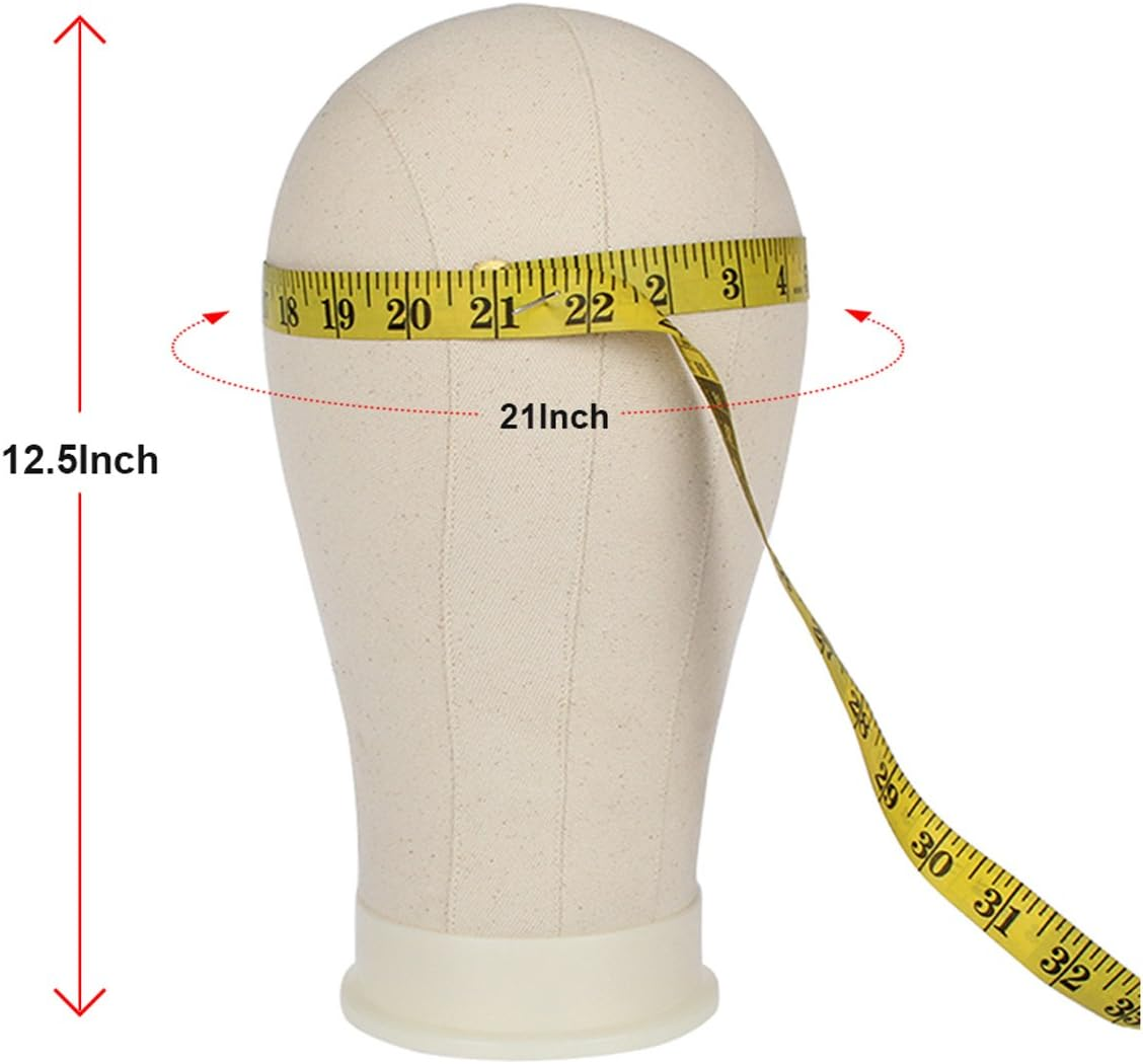 Leeven 21"-24" Poly Canvas Block Head Professional Mannequin Canvas Head for Making, Drying,Styling Wigs with Table Clamp Stand 22 Inch image number 3