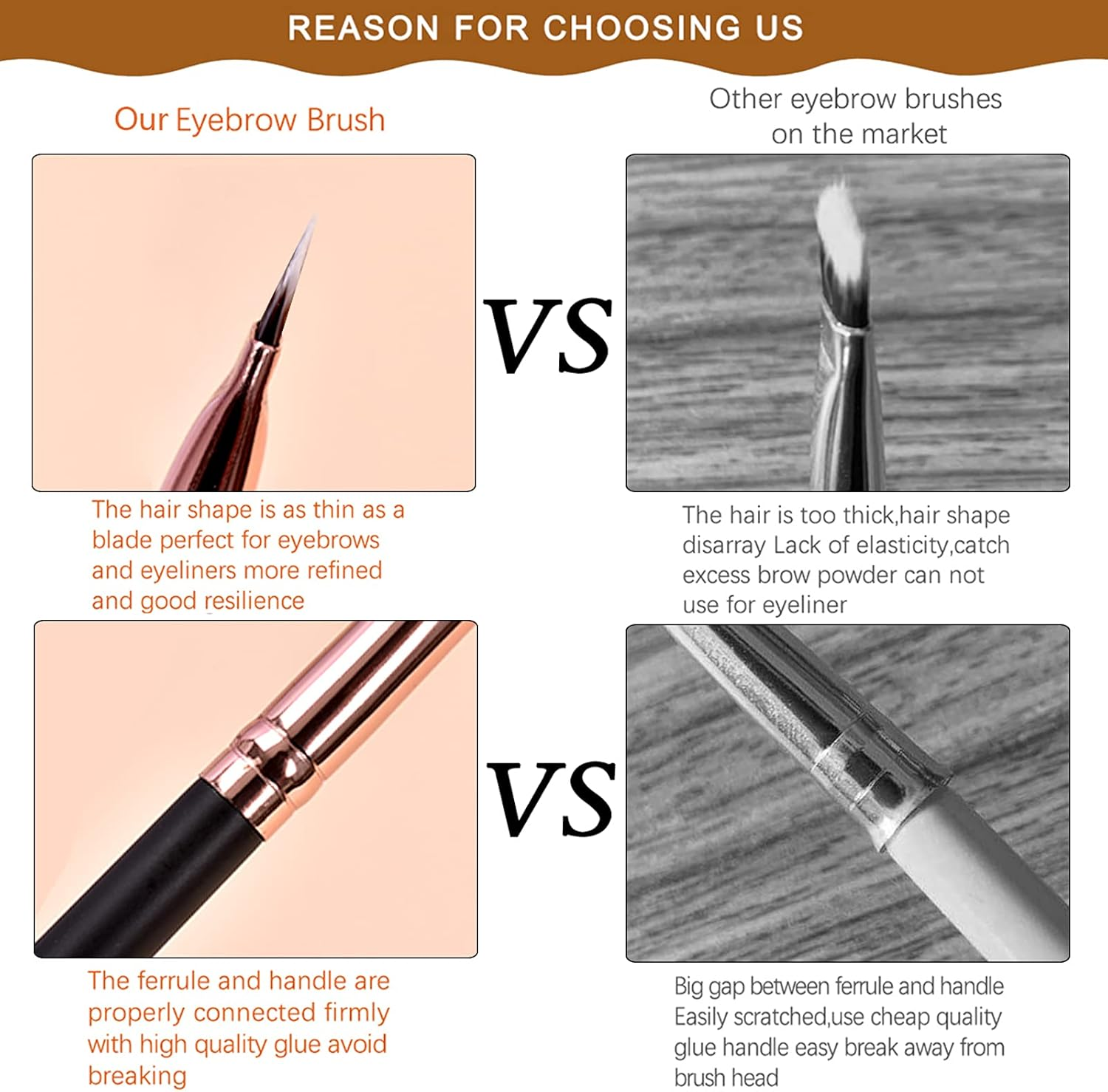 Duo Eyebrow Brush, Spoolie Brush and Angled Brow Brush Eyelash Brush for Eye Makeup. (5Pcs, Black) image number 1