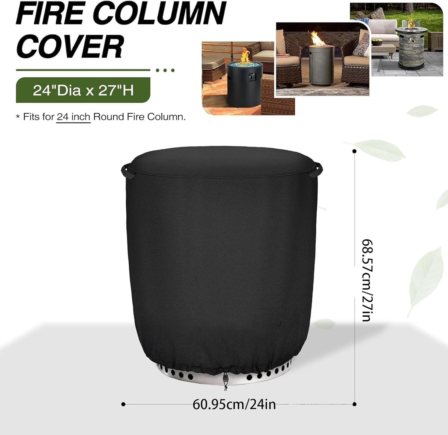 Fire Pit Cover - Waterproof Outdoor Tall Fire Pit Cover | round Blanket for Heater Insulation Propane Grill Mantel Garden Lawn