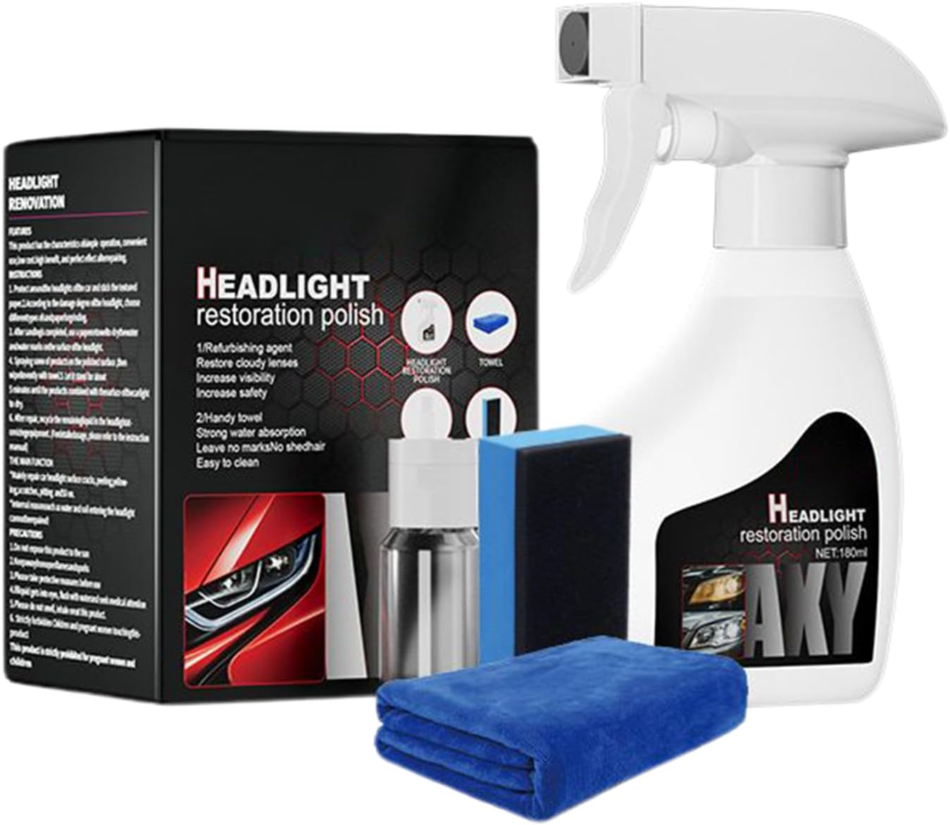 Headlight Cleaner | Coating Agent Headlight Scratch Remover | Automotive Deep Cleaning Supplies for Night Driving Truck Maintenance RV Vehicle Road Trip image number 1