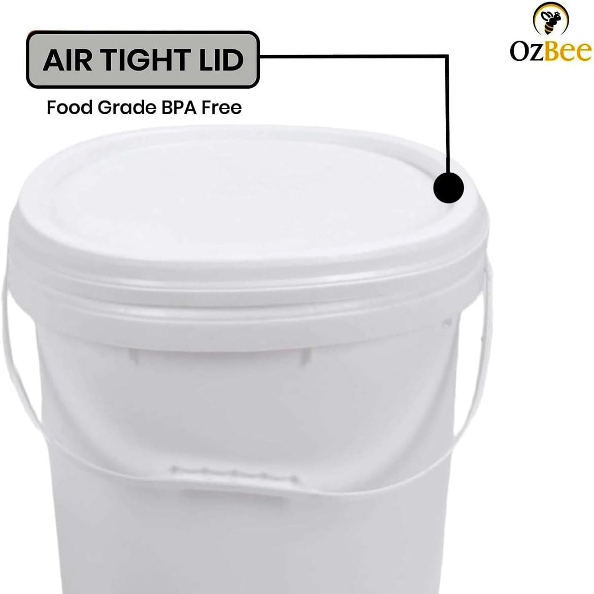 OZBEE 2 Pack Plastic Honey Bucket 20 Liter Pail with Double Seal Honey Gate, Handle & Sealed Lid | Stainless Steel Double-Layer Honey Sieve Filter, Extractor & Strainer | Beekeeping Harvesting Kit image number 5
