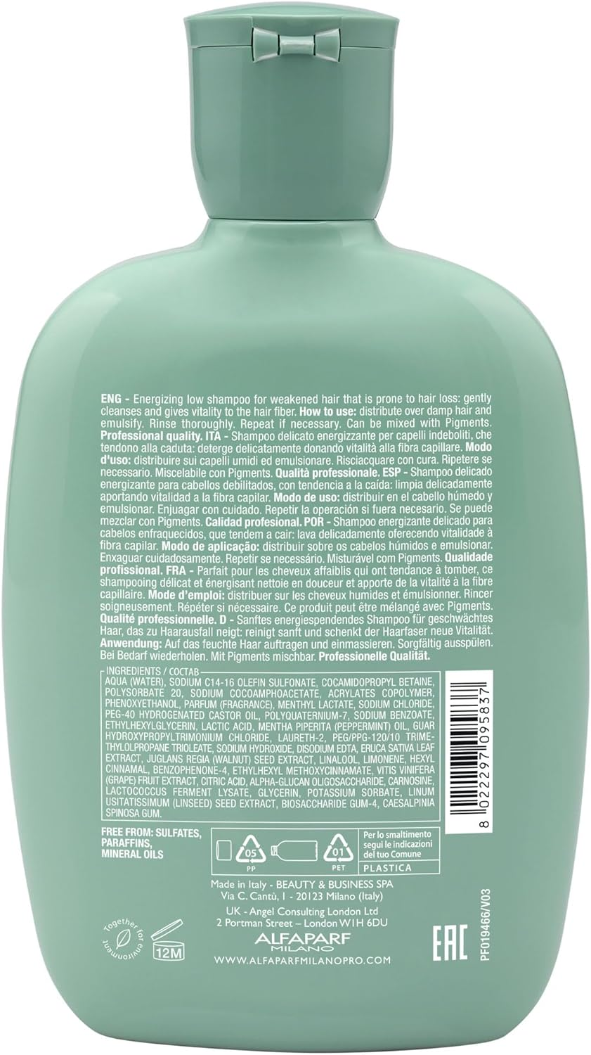 Alfaparf Milano Semi Di Lino Scalp Renew Low Shampoo - Enhances Follicle Vitality and Scalp Balance - Flax Seed and Antioxidant Formula - 8.45 Oz image number 2