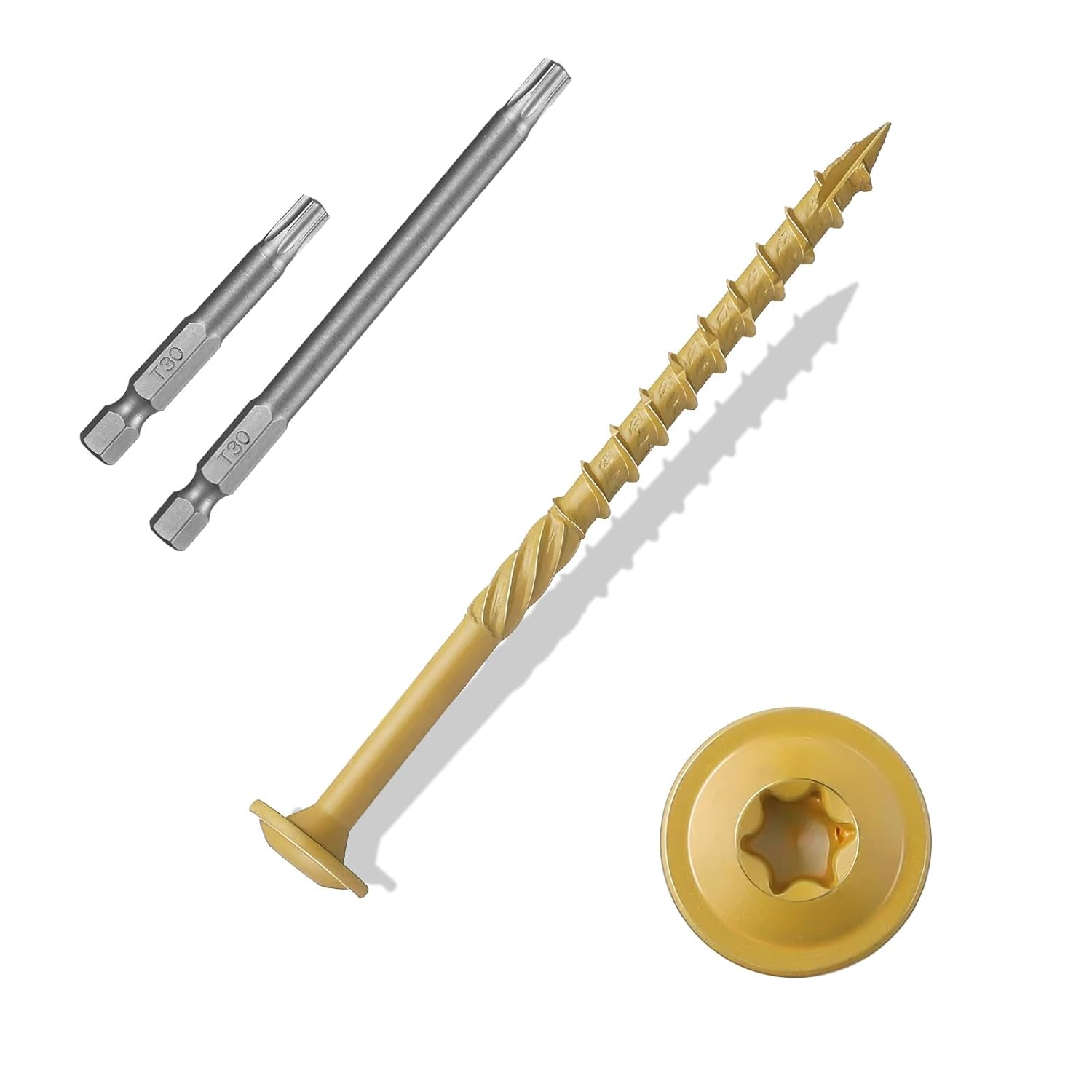 ANCHOREASE Lag Screws #14&times;4", 100PCS Heavy Duty Construction Screws, Rust Resistant, Washer Head, Bronze Coated External Wood Screws, Trusss Lag Screws, 2PCS T30 Star Bit Included image number 6