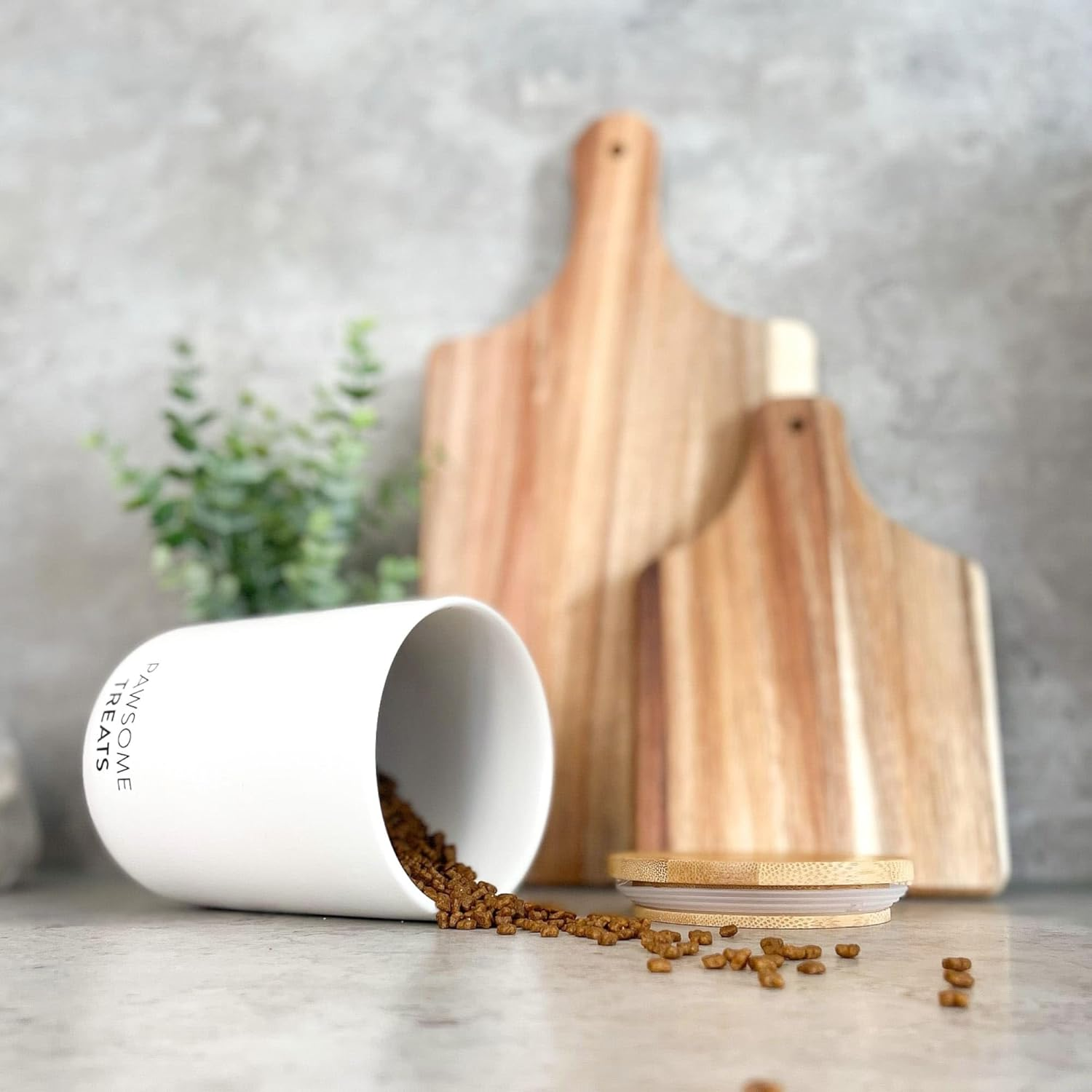 Lucybalu&reg; Airtight Cat Food Storage Box | Pet Food Container for Cats | Cat Food Can | Dry Food Storage Tin with Lid | Cat Treat Tin | Cat Food Box | White