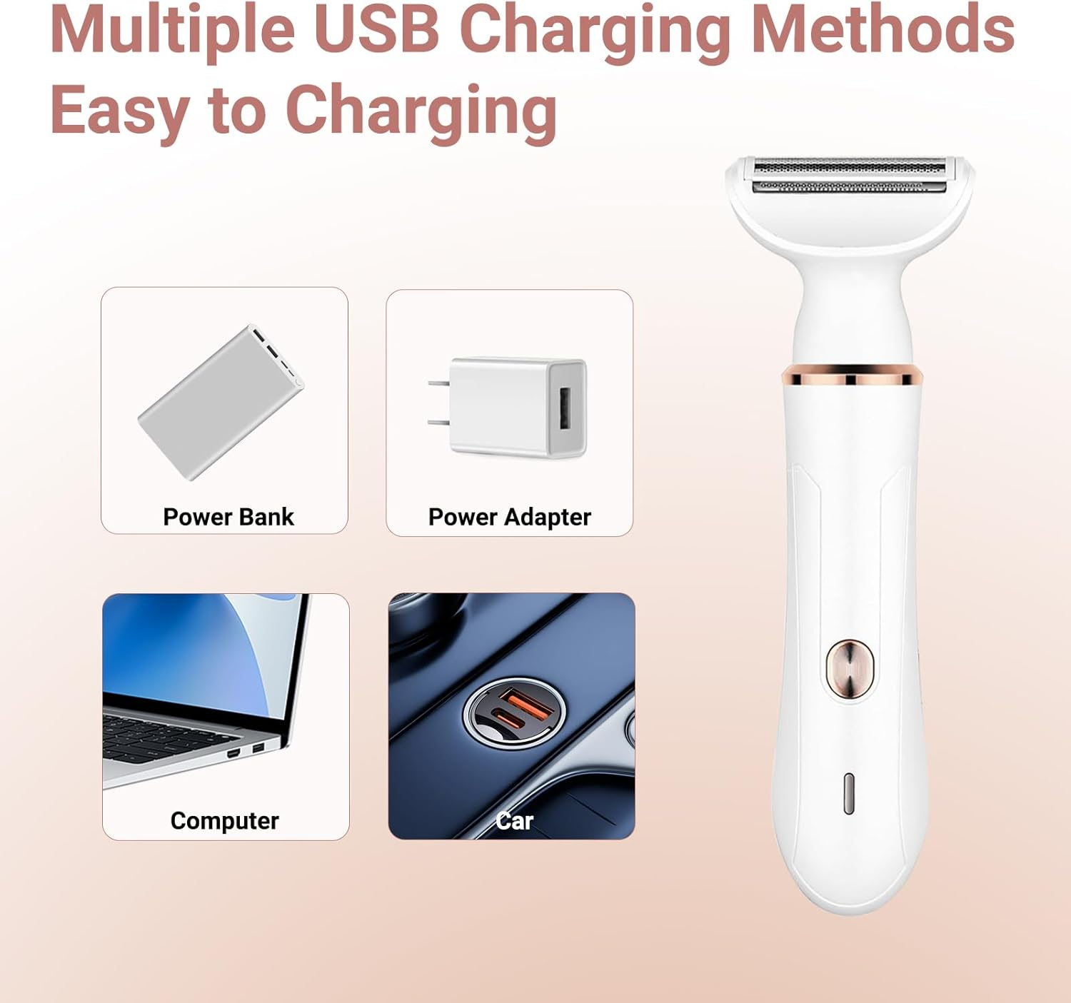 LIWEGHT Electric Razor: Ultimate 4-In-1 Women'S Painless Body & Facial Hair Shaver, Multifunctional Shaver & Trimmer - Rechargeable for Smooth Skin on Face, Arms, Body, Legs, Underarms & Bikini Area image number 2