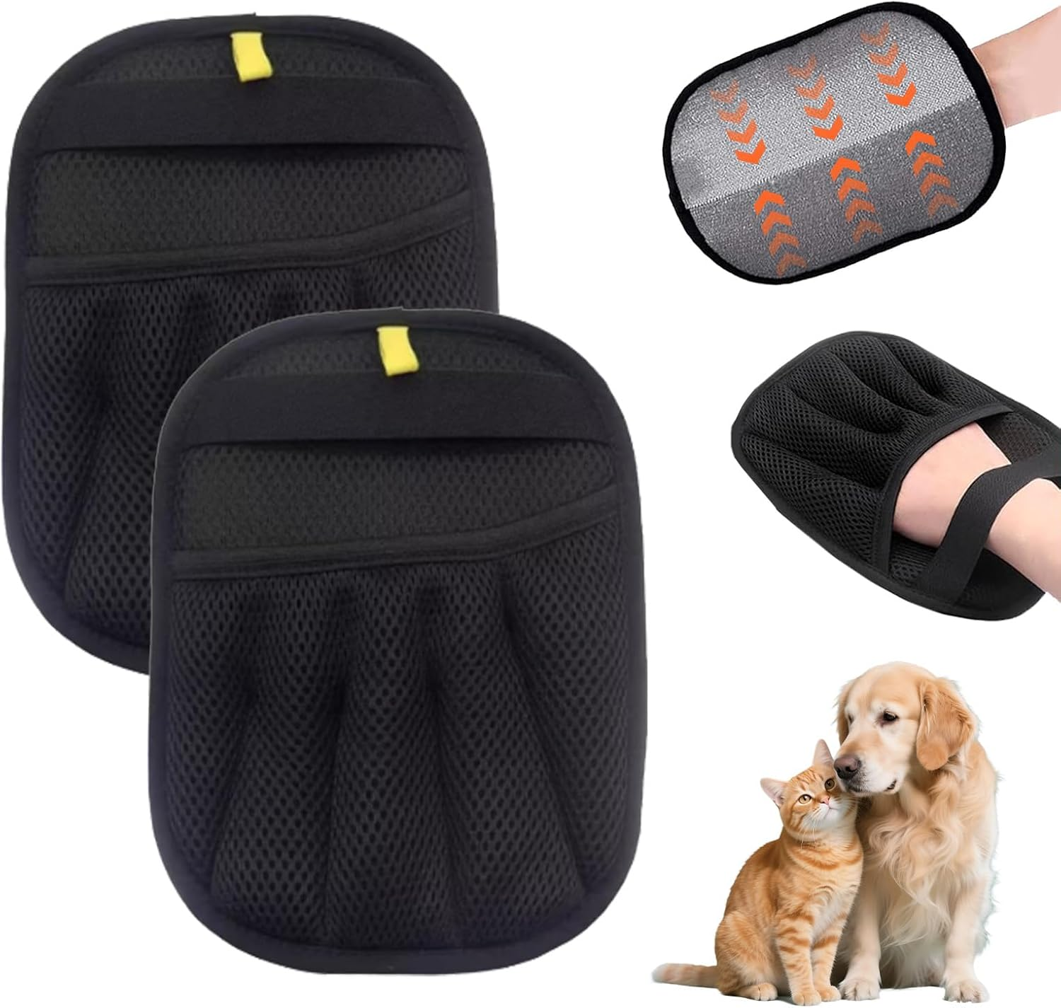 2-Pack Pet Hair Removal Gloves | Reusable, Washable Gloves against Dog & Cat Hair with Electrostatic Technology for Furniture, Car & Clothing image number 4