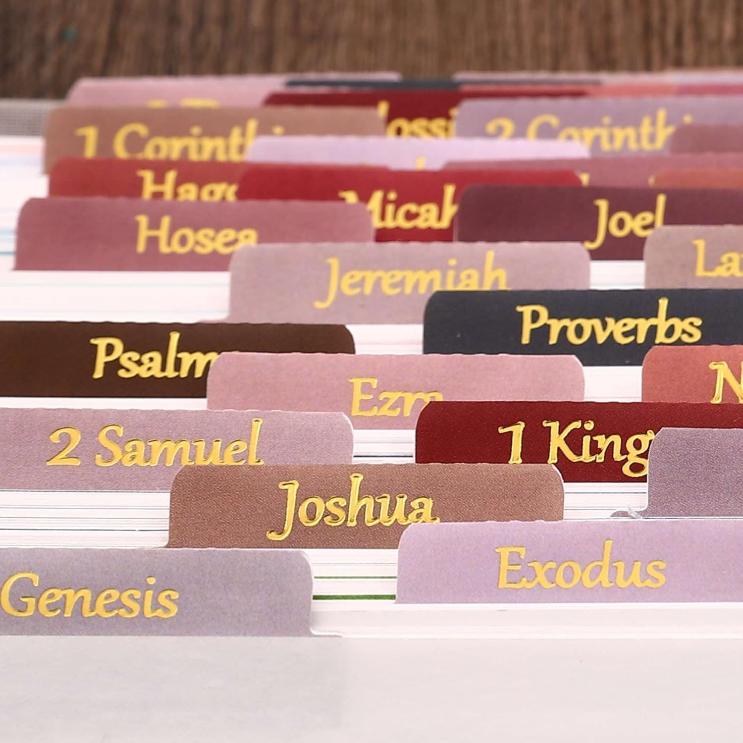 Laminated & Repostion Bible Tabs, Gold Foil Large Print Christian for Women and Men, Easy to Read and Apply Bible Journaling Tabs image number 6