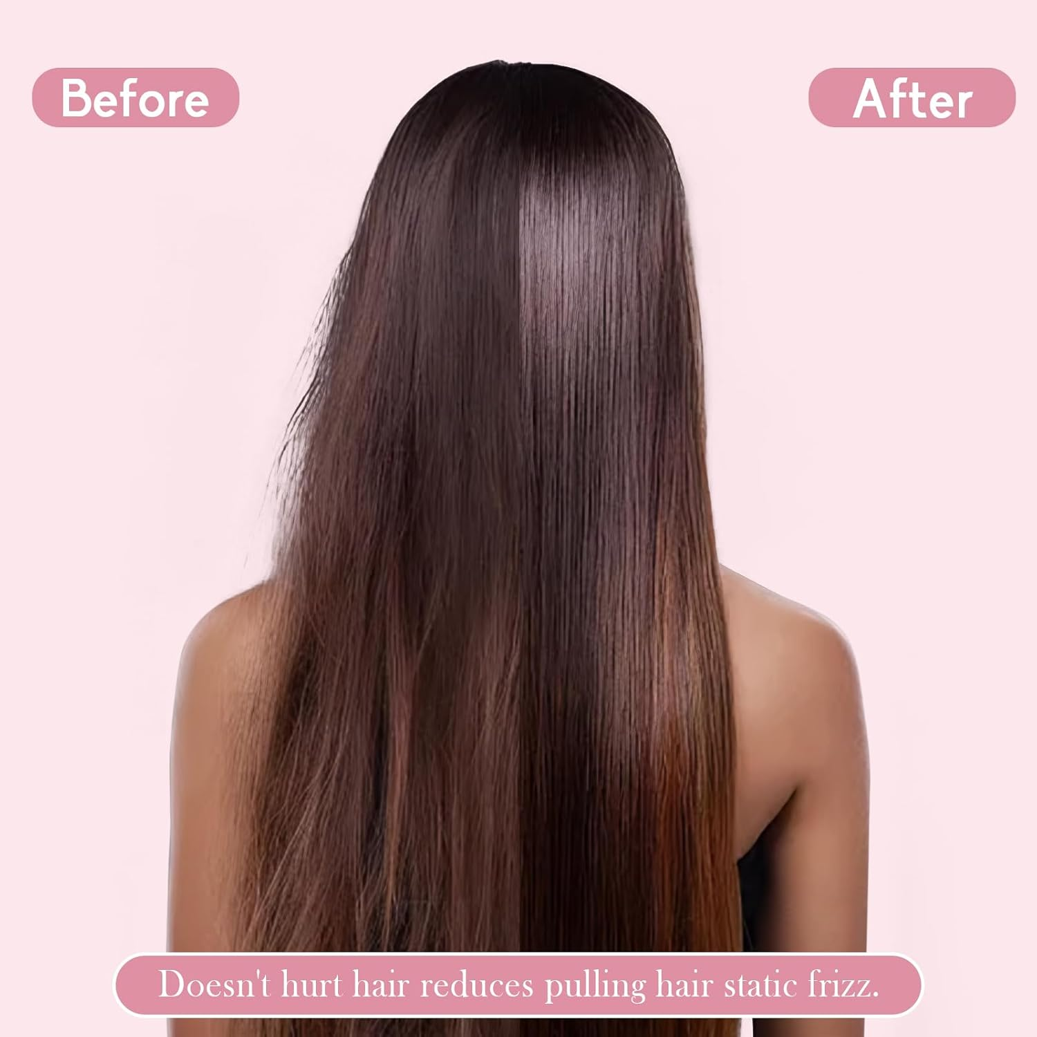 MEGAVOW 4 Pcs Cute Hairbrush Hand Mirror Set, Detangle Massage Comb, Fine Tooth Comb, Rabbit Personalised Handheld Mirror, round Curly Brush for Girls Wet Dry Hair Styling (Pink)