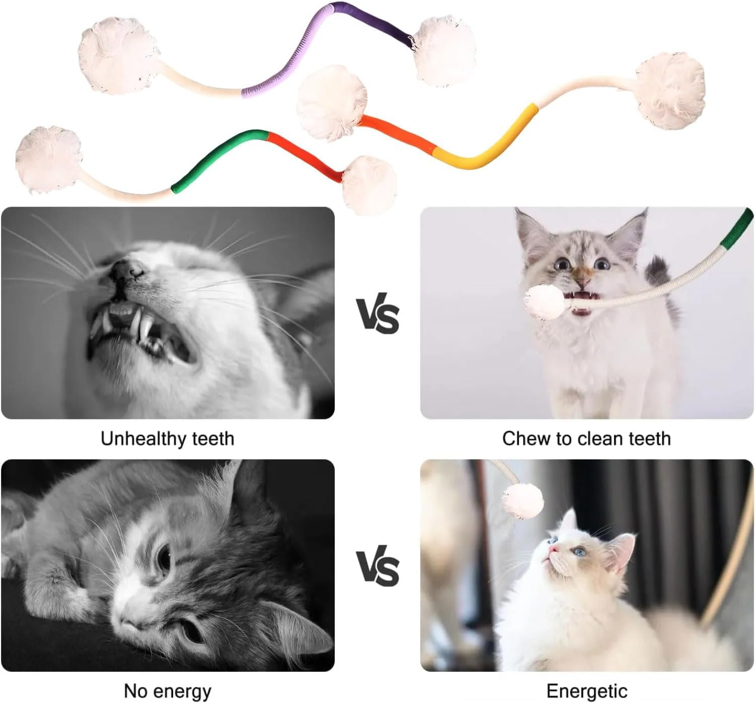 MINZHI Pack of 3 Interactive Teething Rope, Interactive Toy for Cats, Indoor Cat Toy, Teething Rope, Catnip Toy Teething Rope, Relieves Cat Stress, Cat Dental Care against Bad Breath image number 5