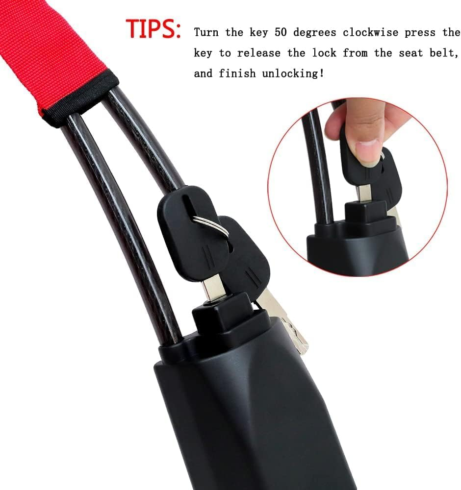 Steering Wheel Lock Universal anti Theft Car Lock with 3 Keys Fit Most Cars Vehicle Truck SUV Van (Red)