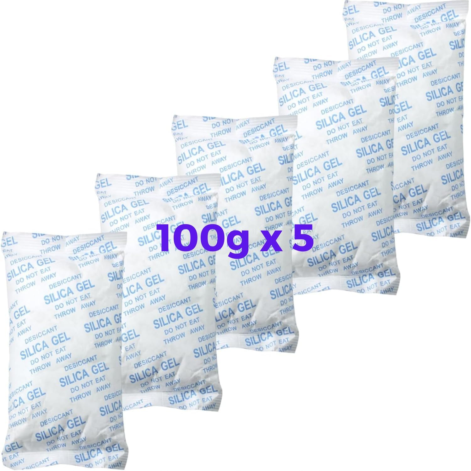 Desicco 100 Gram [5 Packets] Silica Gel Packets Desiccant Packs Dehumidifiers - Breathable Fabric Silica Packets, Silica Gel Packs, Silica Gel - Clothing, Musical Instruments & More. image number 1