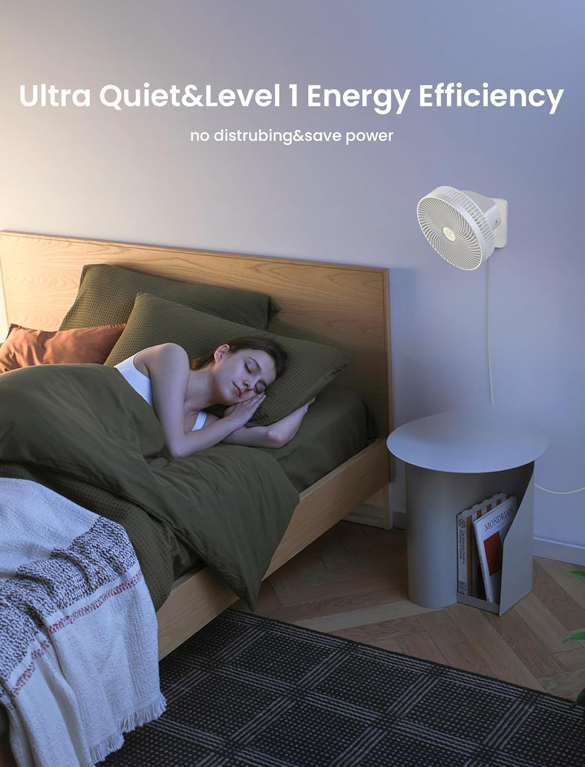 10 Inch Wall Mount Oscillating Fan with Remote and Timer, Small Bedroom RV Fan with 4 Speeds, Quiet Operation,90&deg;Oscillation, Adjustable Tilt,5.92 Ft Wire, Cooling Bathroom Wall Mounted Fans image number 6