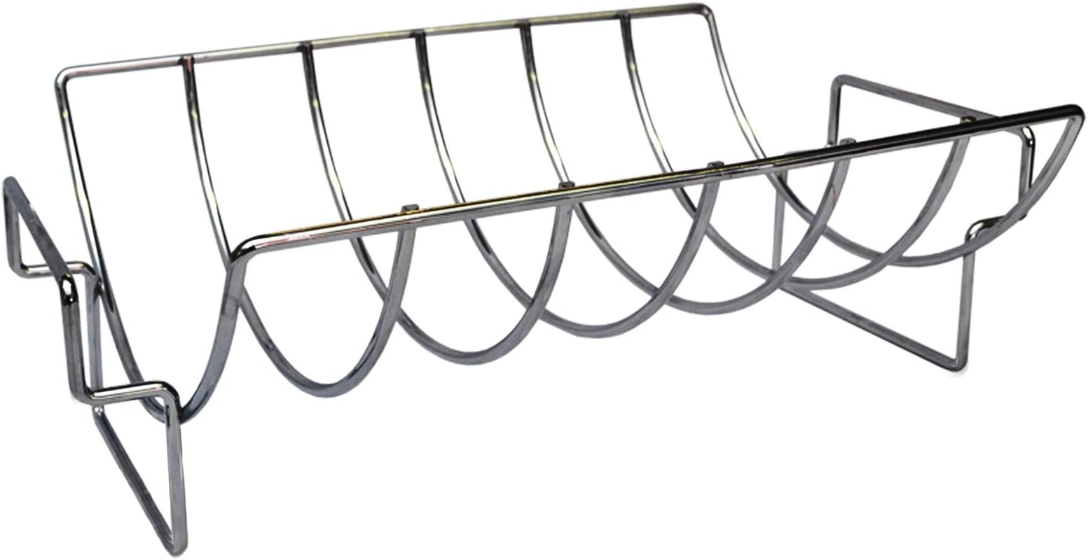 BBQ Buddy Reverse Roast and Rib Rack - Grill Rack for Holding Medium Size Roast or up to 6 Ribs - Barbeque Rib Rack Smoker Rack with Reversible Design - Stainless Steel image number 2