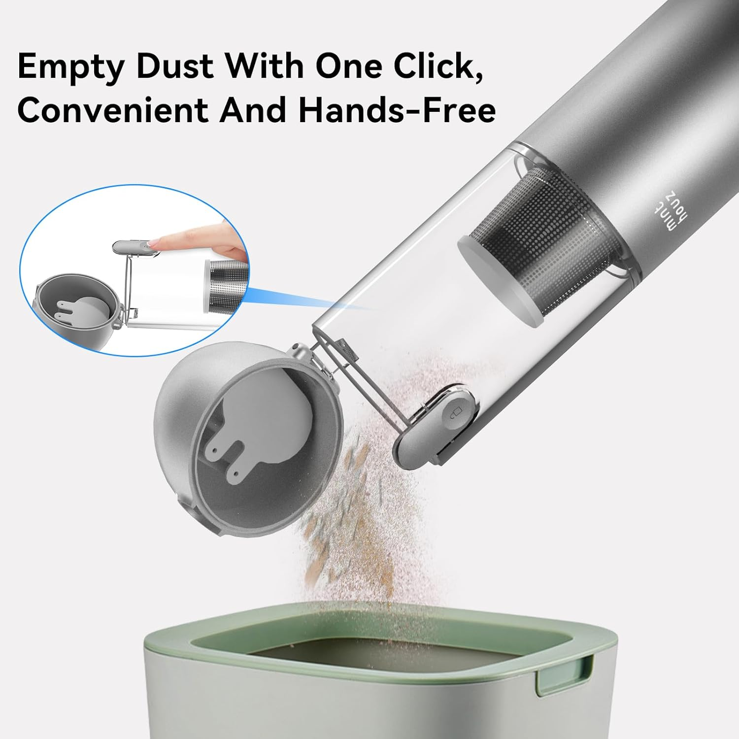 Minthouz 17000Pa Handheld Vacuum, 120W Car Vacuum Cleaner with Type-C Cable and LED/SOS Light, Mini Vacuum Cordless, Low Noise Dust Buster, Portable Vacuum for Car/Home Pet/Office/Keyboard(Gray) image number 1