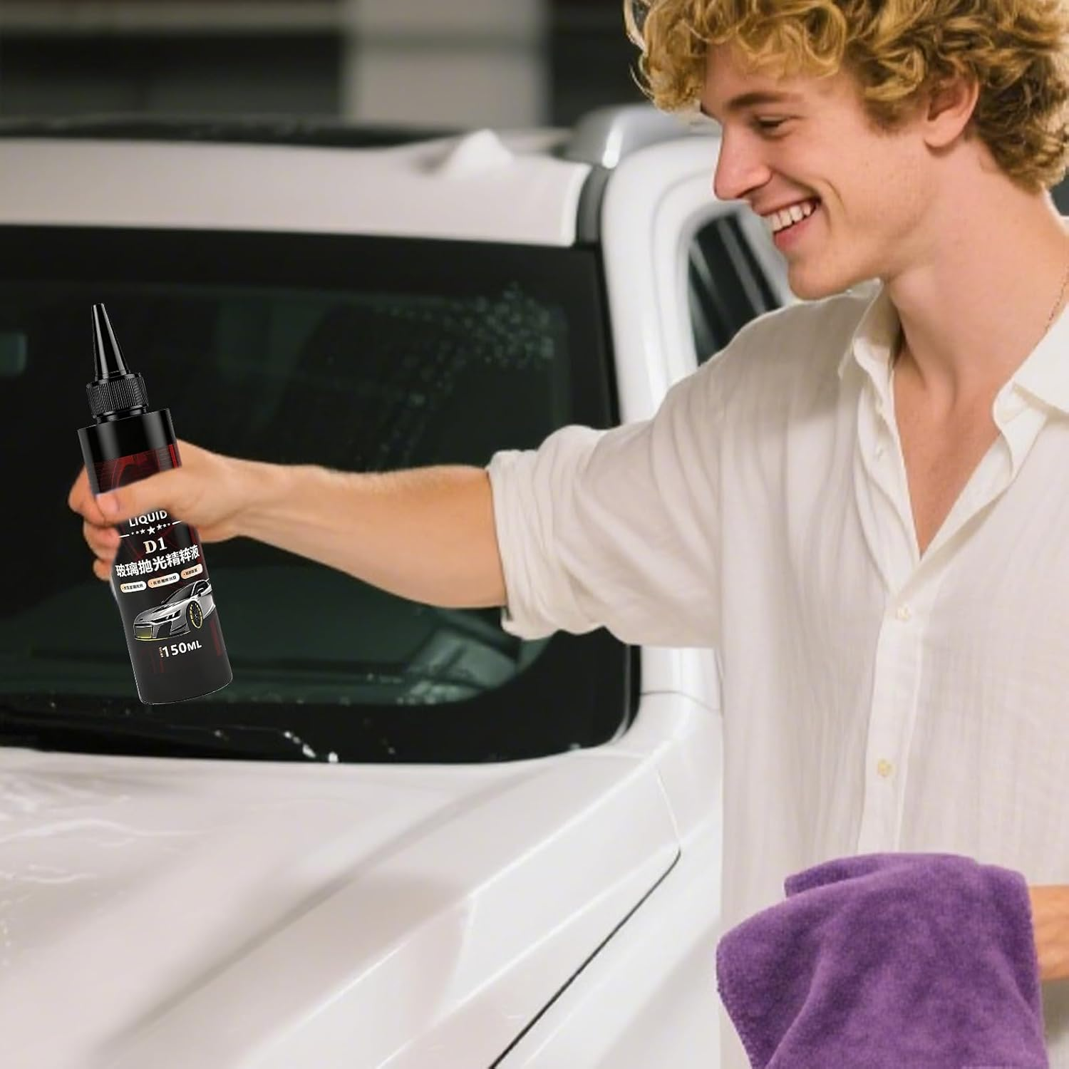 Huayeex Glass Polishing Compound | Windshield Oil Film Remover Glass Cleaner - High Gloss Shine Cleaner Detailing Supplies for Automotive Truck Men RV Safe Driving Women Travel image number 5