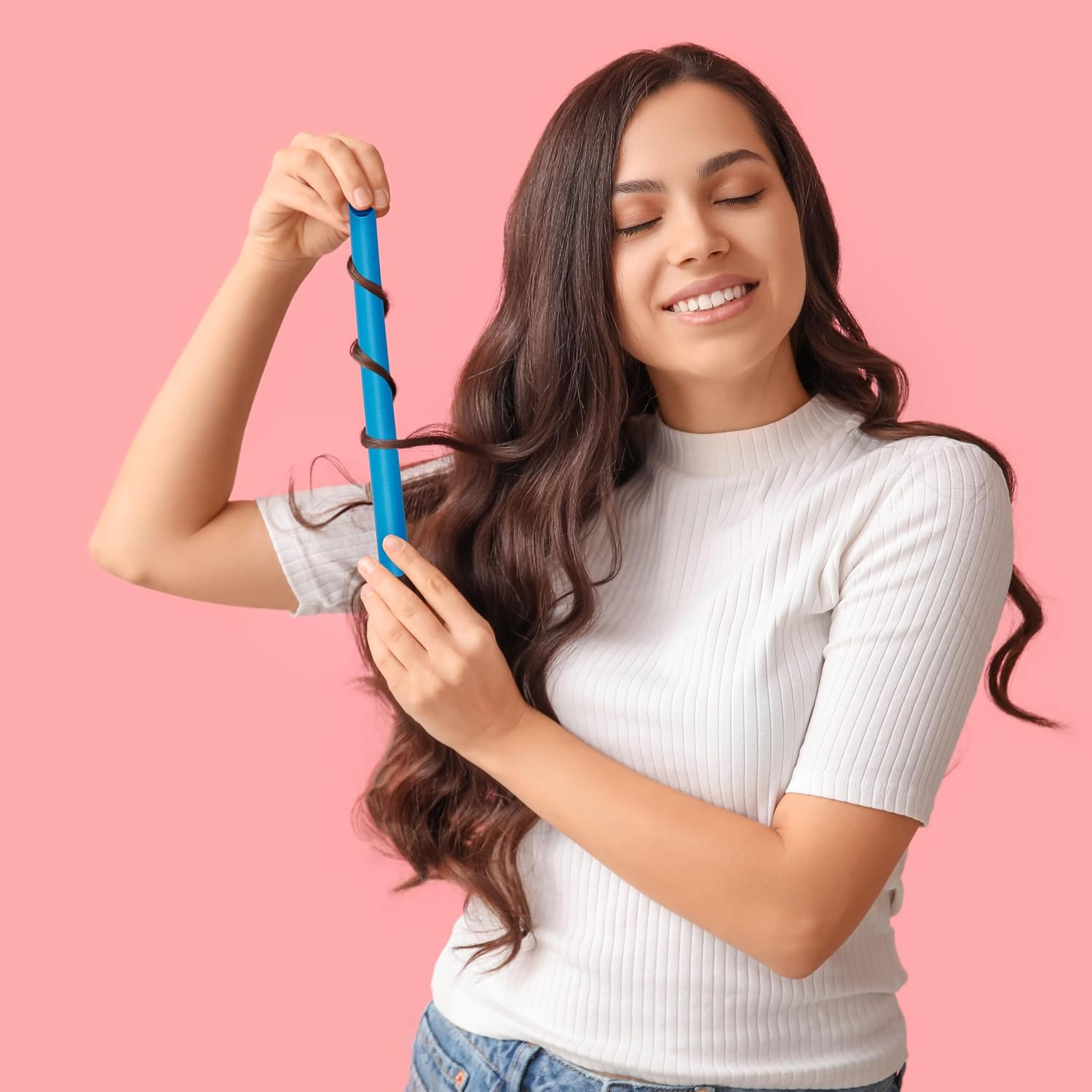 Relaxdays Hair Rollers, Set of 48 Papilots with Bag, Papilot Rollers, Curls without Heat, Long & Short Hair, Colourful