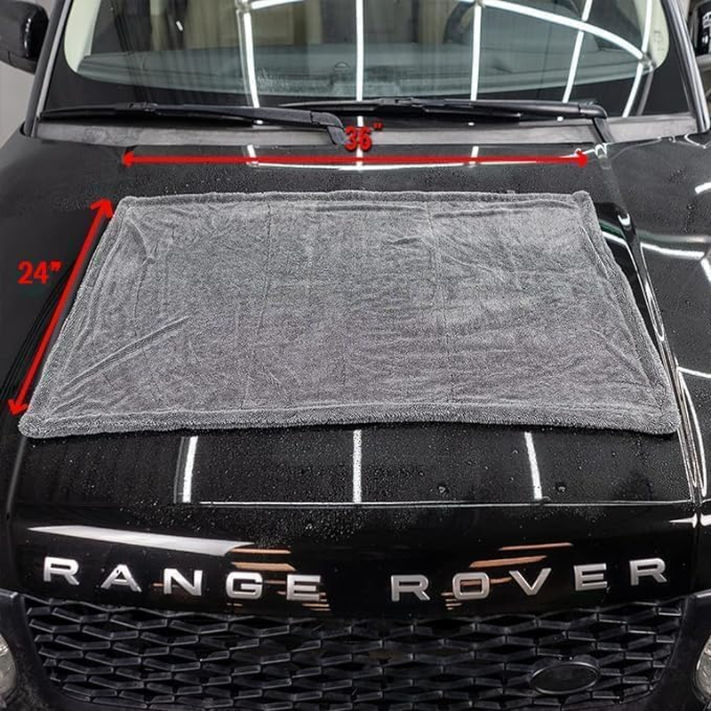 Mega Drying Towel - Large Premium Microfiber Car Drying Towel - 24"X36" 1200 GSM Double Twist Pile, Edgeless Design for No Scratches, Dries Your Entire Vehicle by Itself image number 5
