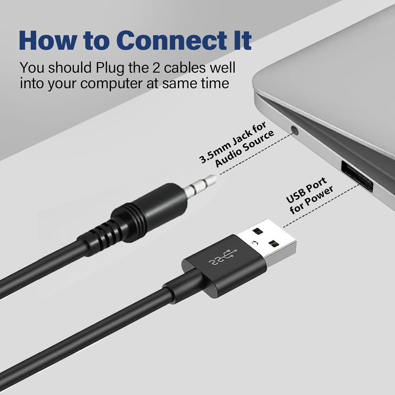 VOTNTUT Computer Speakers, Wired USB Mini Sound Bar Speaker for PC Tablets Laptop MP3 Mac Air/Pro (USB-C to USB Adapter Included) (Black) image number 1