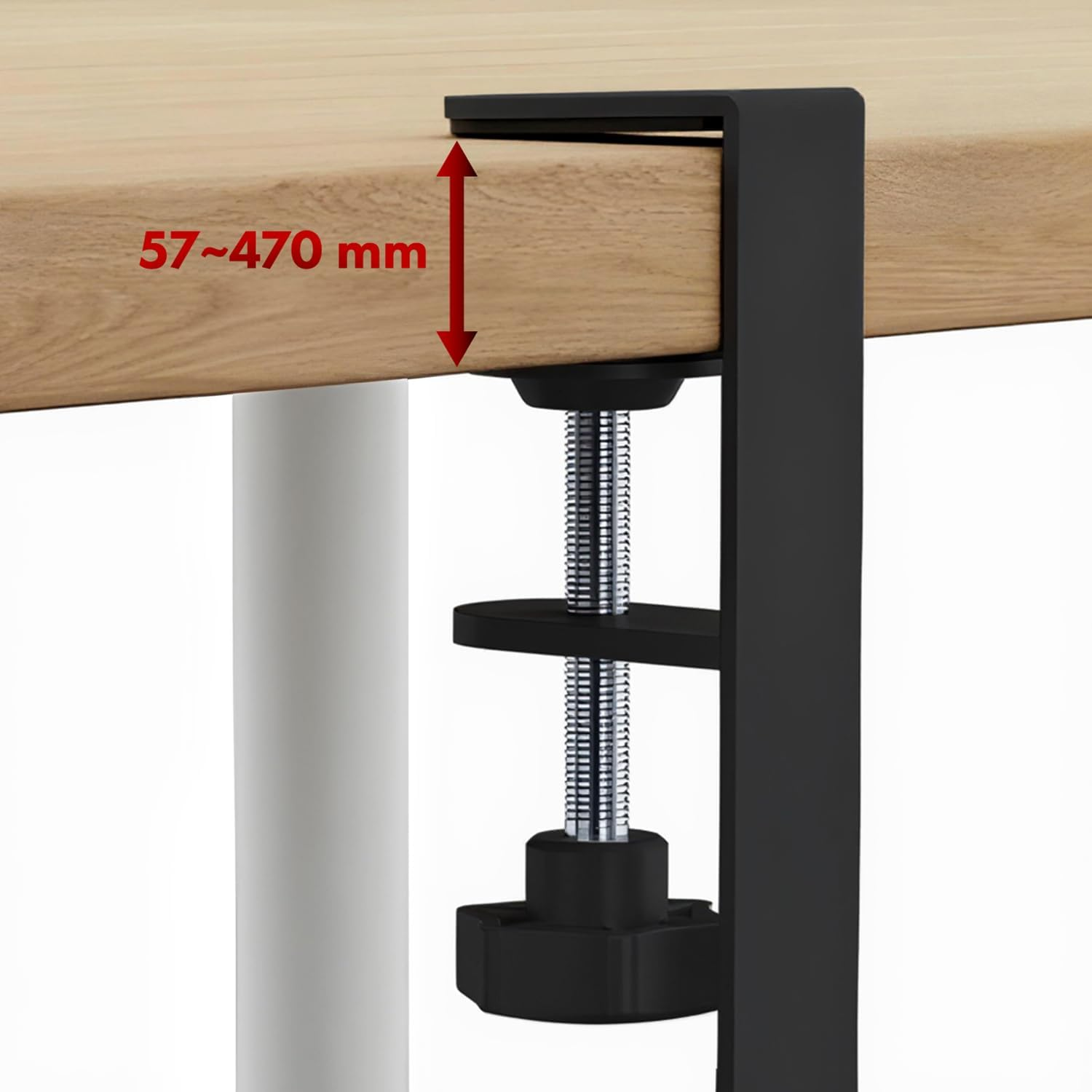 Maclean MC-104 B Under-Table Cable Organiser 40 Cm Two-Stage Metal Shelf with Clamp, Cable Grommets, Fasteners for Power Strip, Router, Cable Management Office Gaming Black image number 4